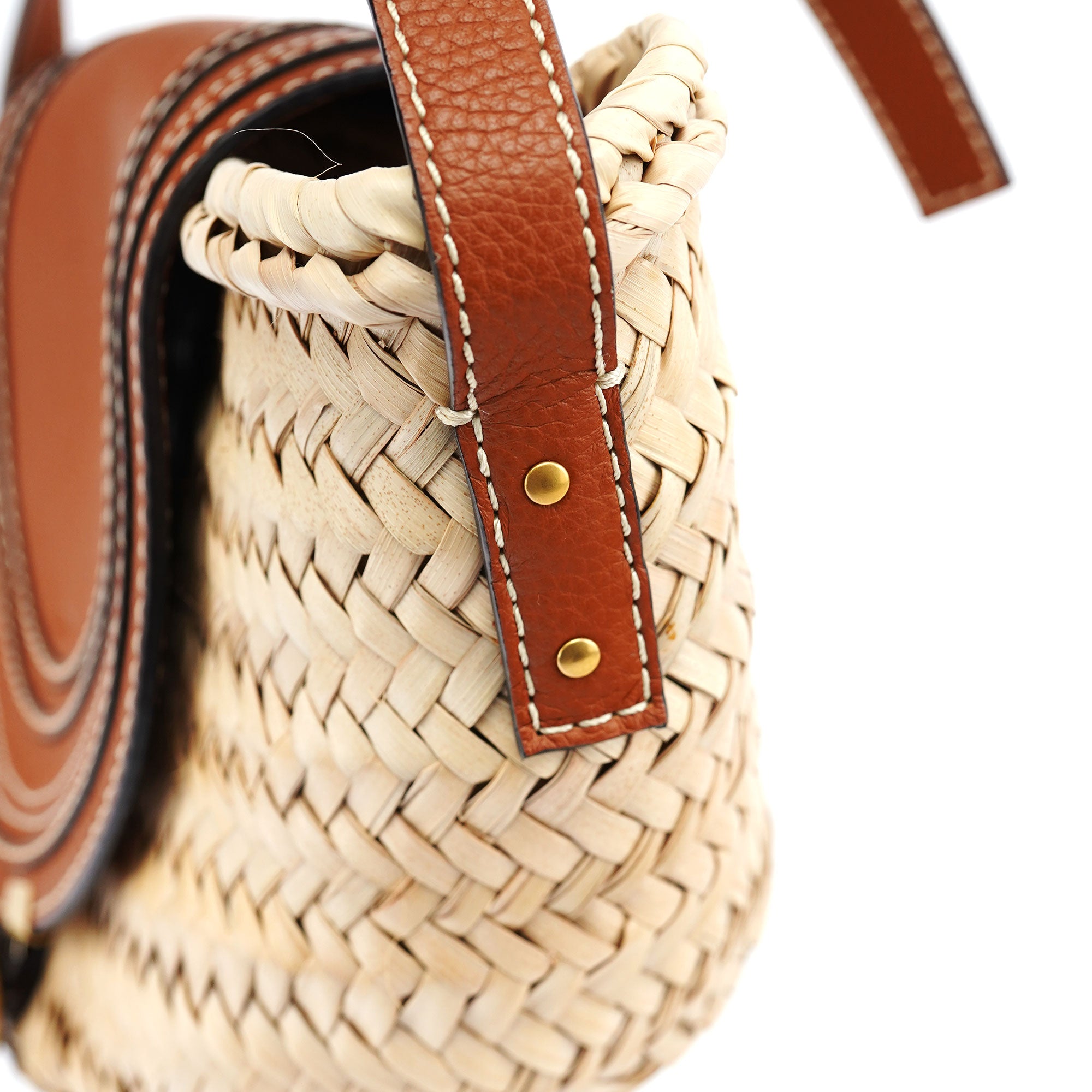 Beige Brown Marcie Basket Crossbody Bag