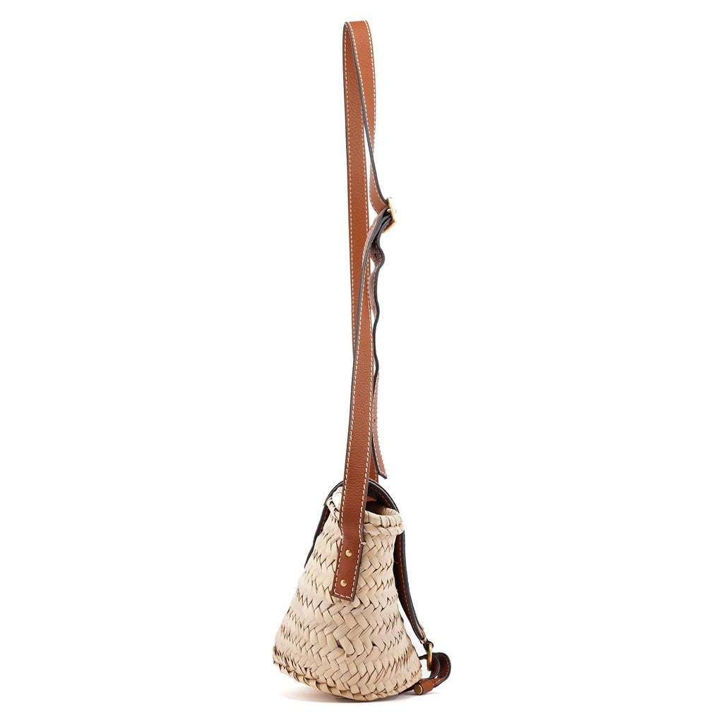 Beige Brown Marcie Basket Crossbody Bag