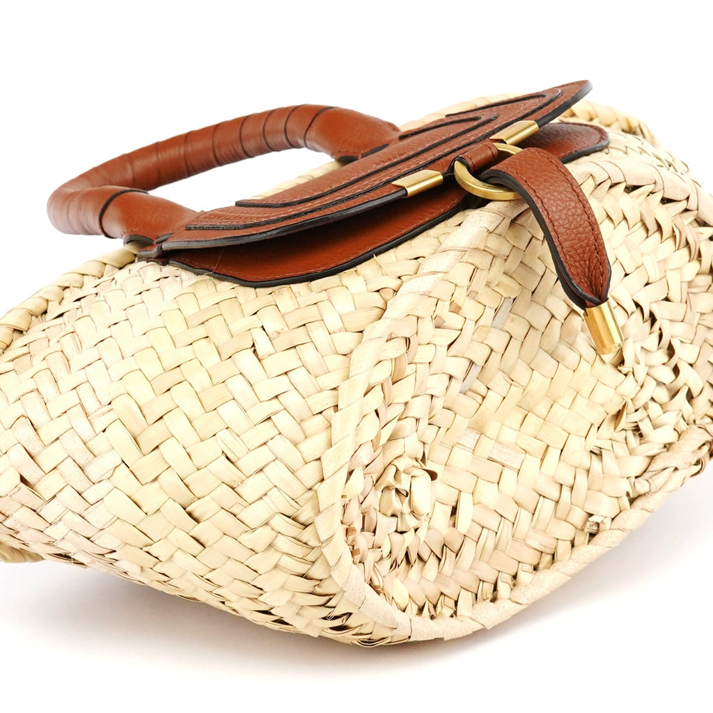 Beige Brown Raffia Marcie Basket Bag