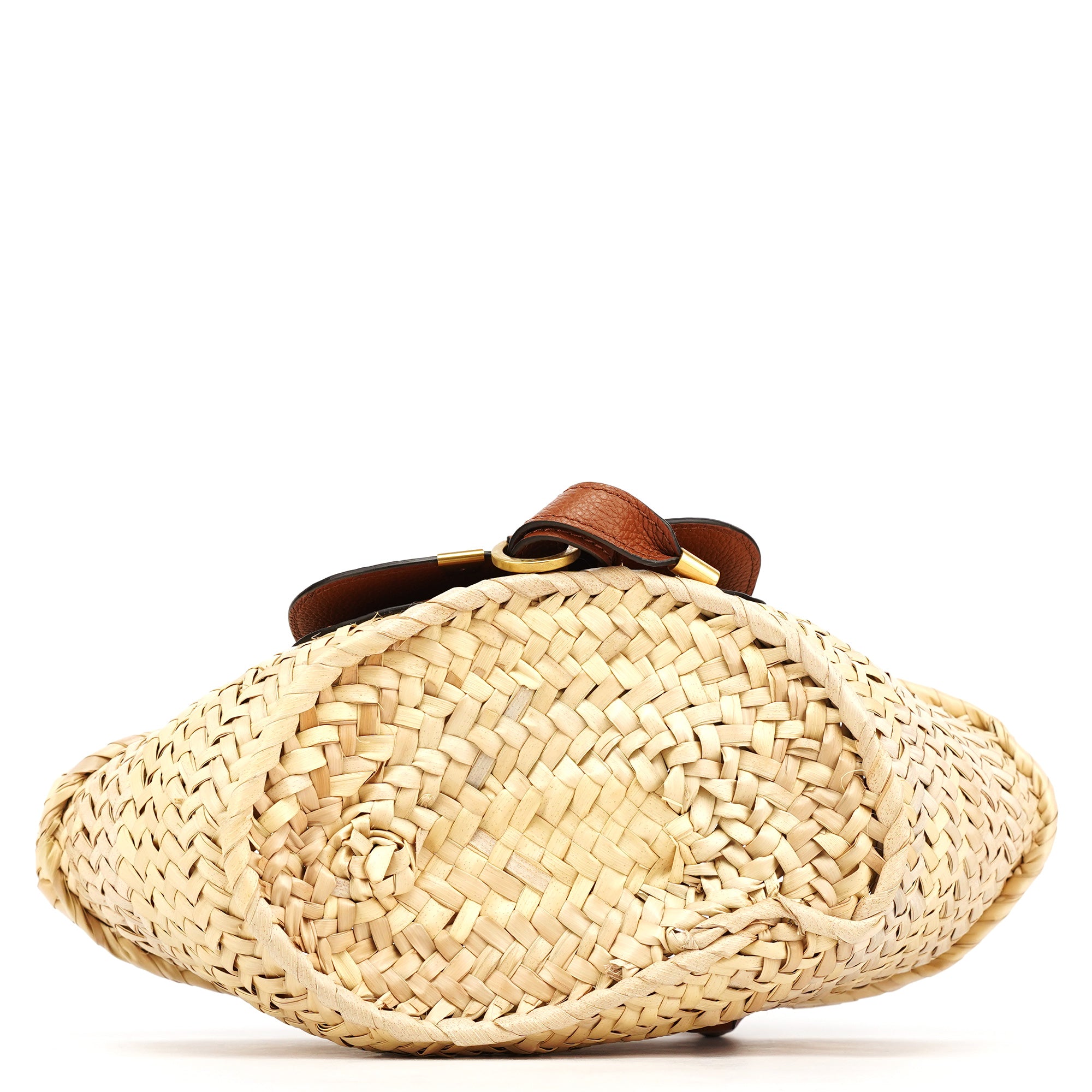 Beige Brown Raffia Marcie Basket Bag