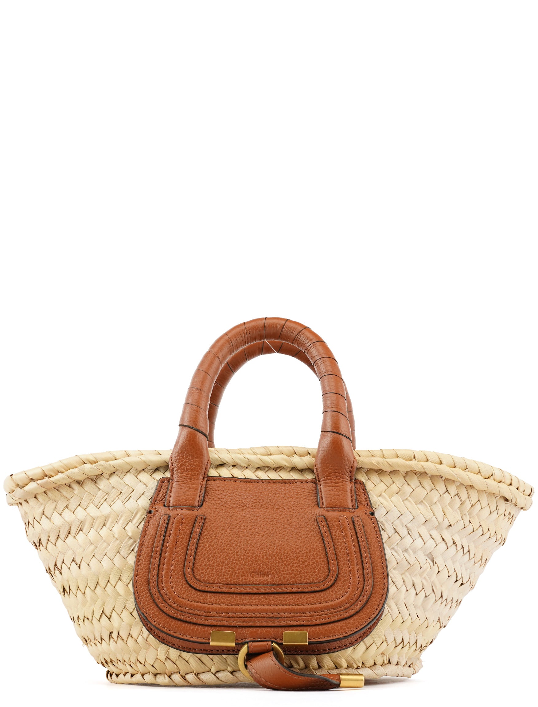 Beige Brown Raffia Marcie Basket Bag