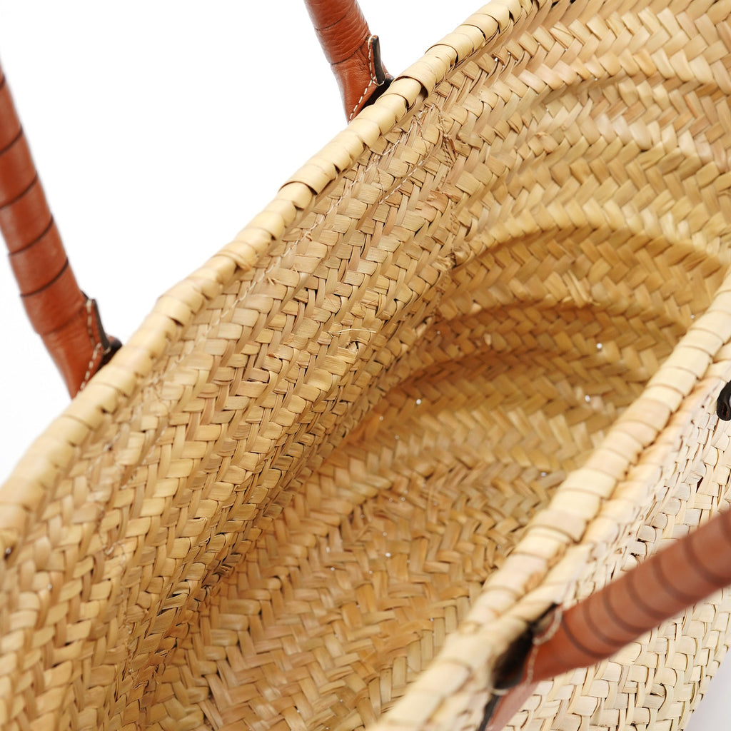 Beige Brown Raffia Marcie Tote Bag