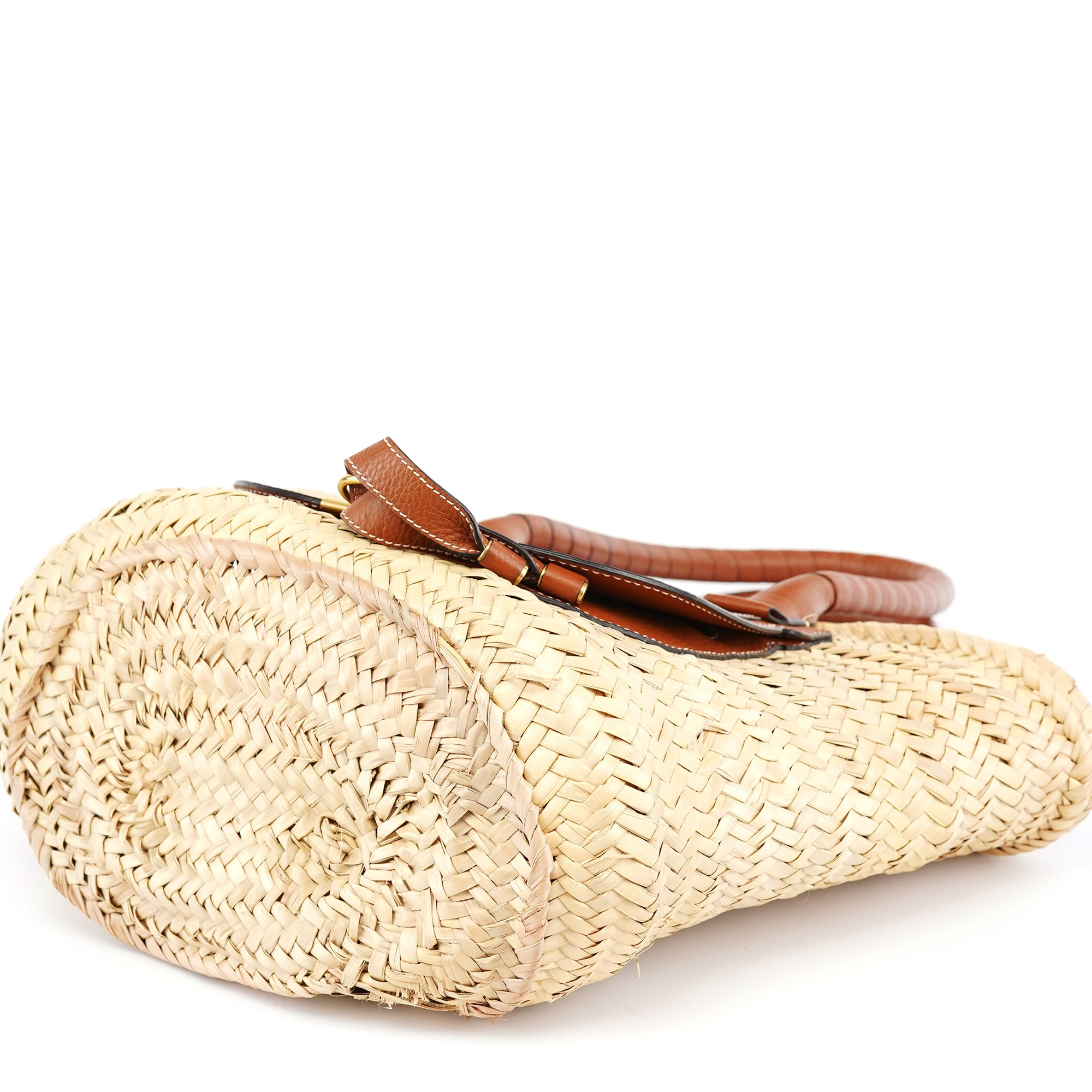 Beige Brown Raffia Marcie Tote Bag
