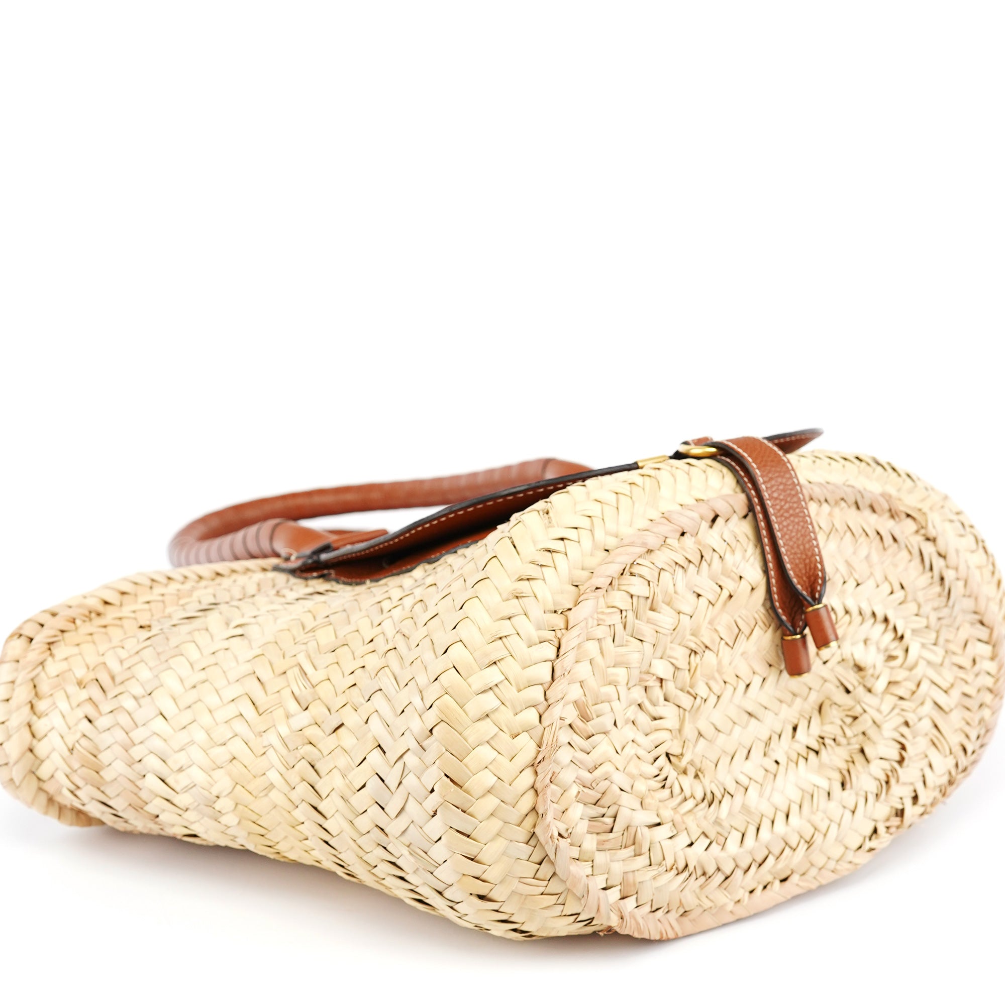 Beige Brown Raffia Marcie Tote Bag