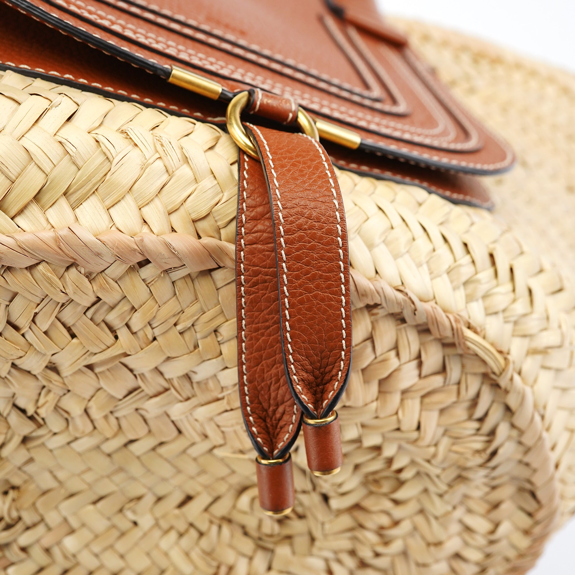 Beige Brown Raffia Marcie Tote Bag