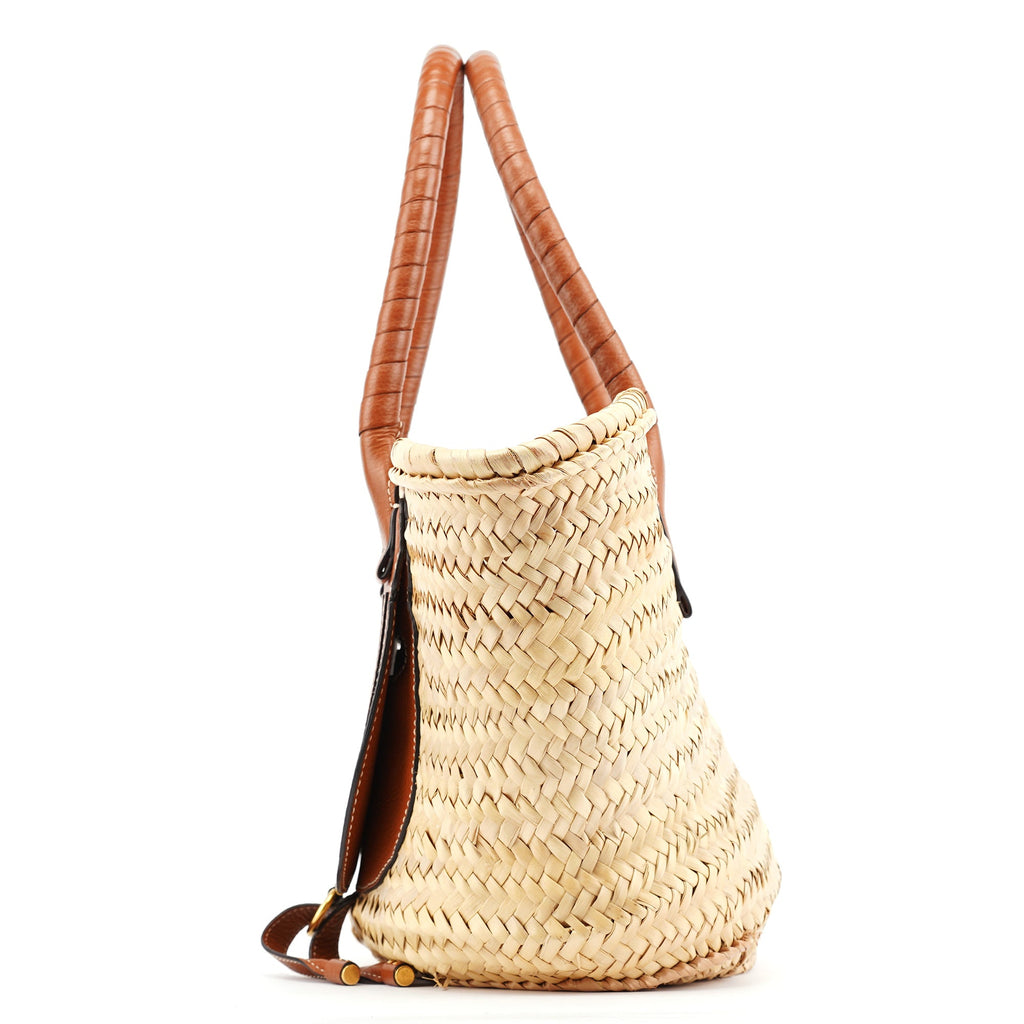 Beige Brown Raffia Marcie Tote Bag