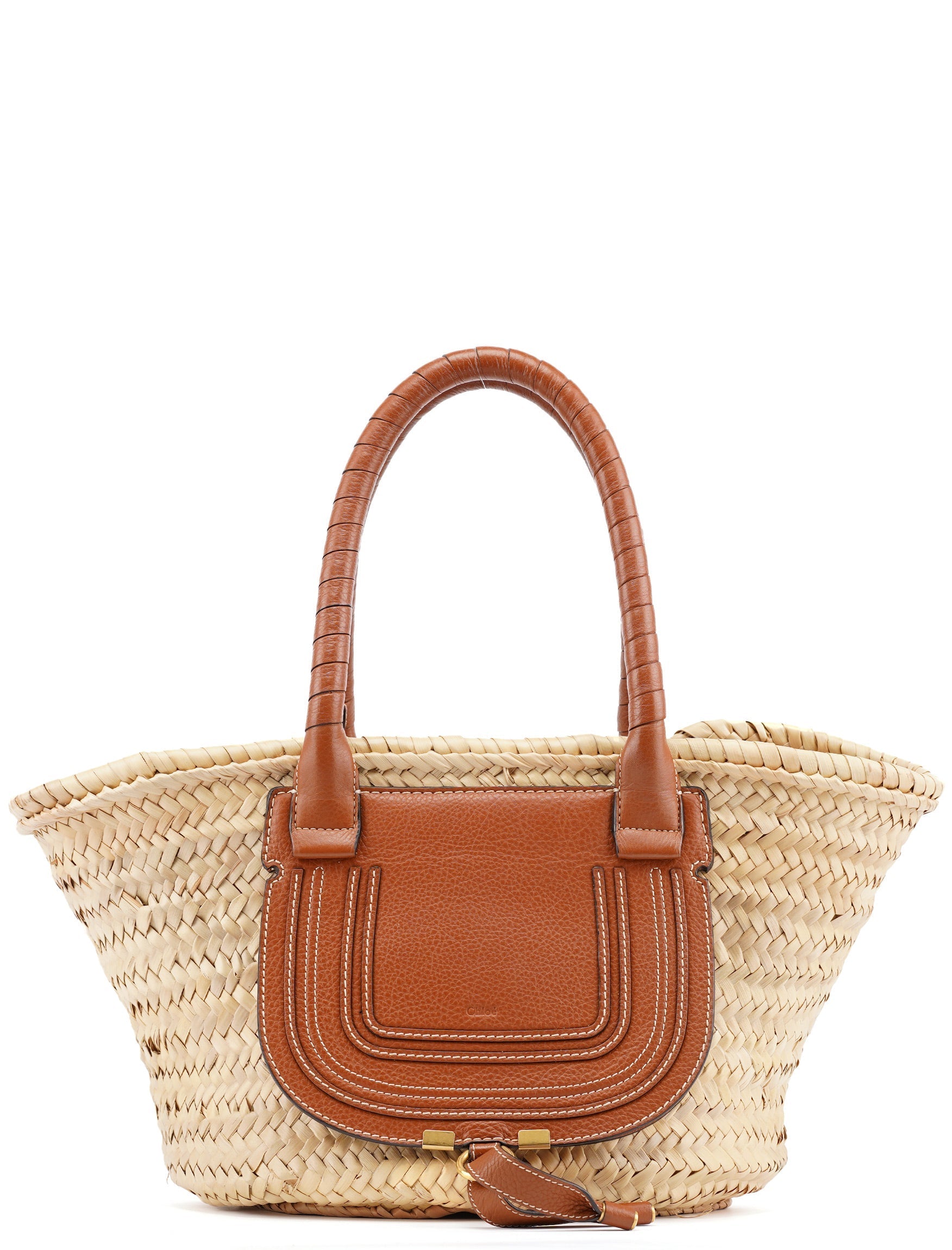 Beige Brown Raffia Marcie Tote Bag