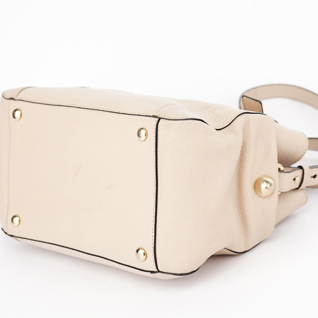 Beige Calfskin 2-Way Tote Bag
