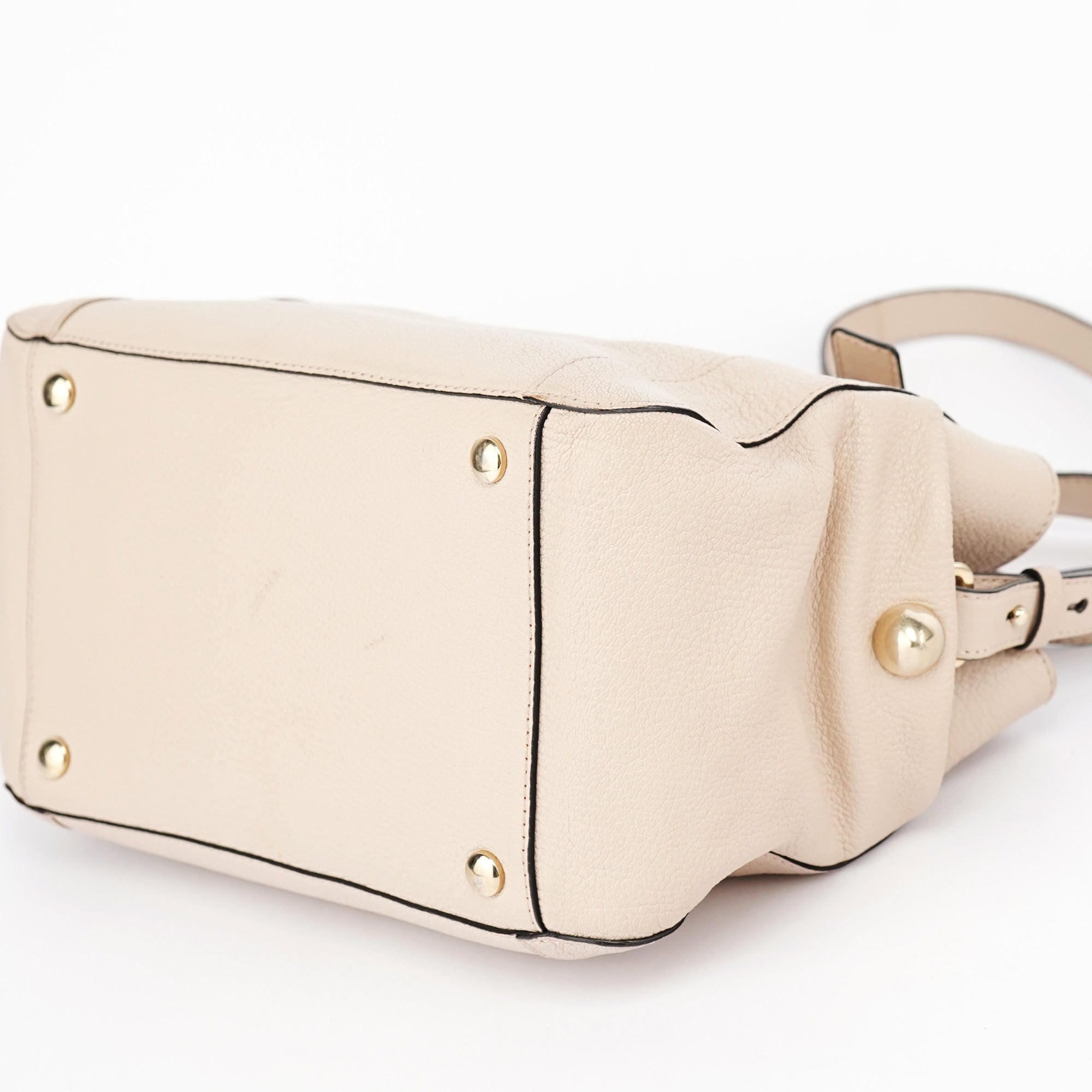 Beige Calfskin 2-Way Tote Bag