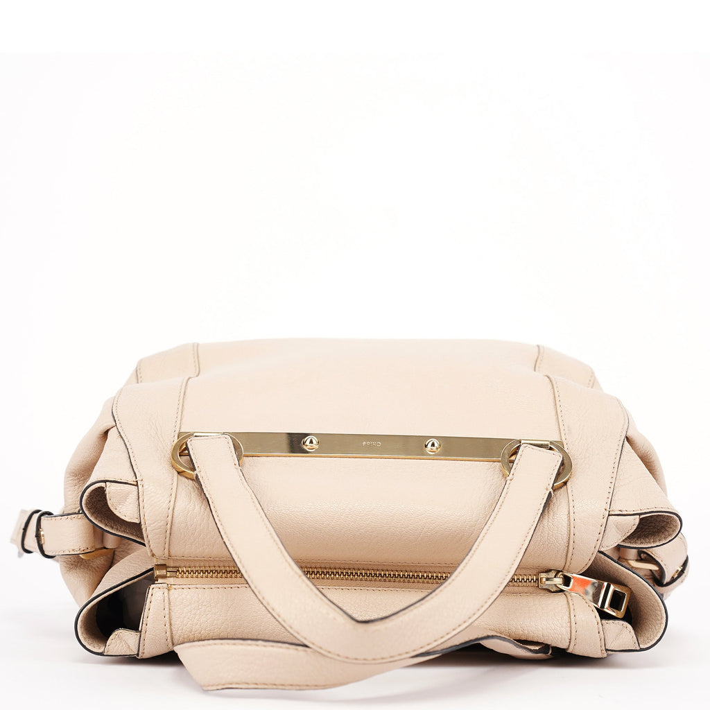 Beige Calfskin 2-Way Tote Bag