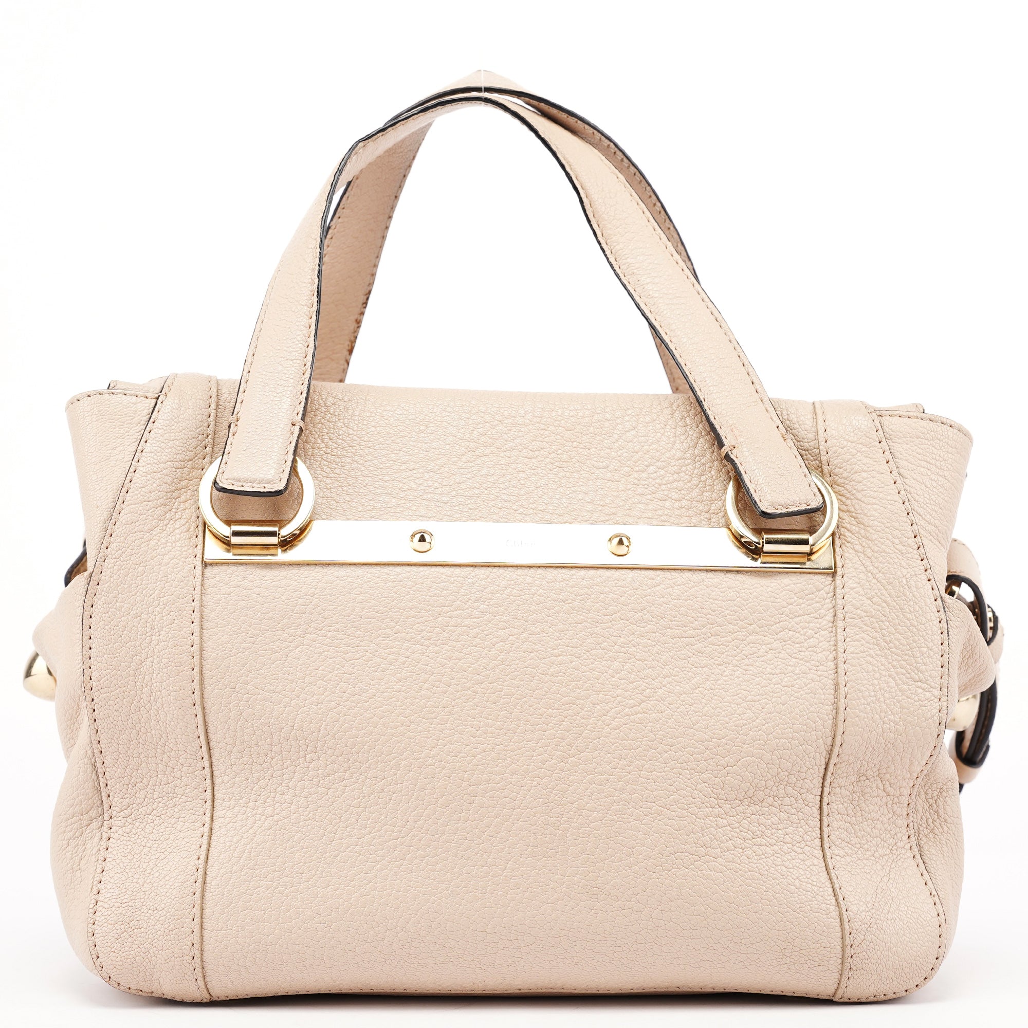 Beige Calfskin 2-Way Tote Bag