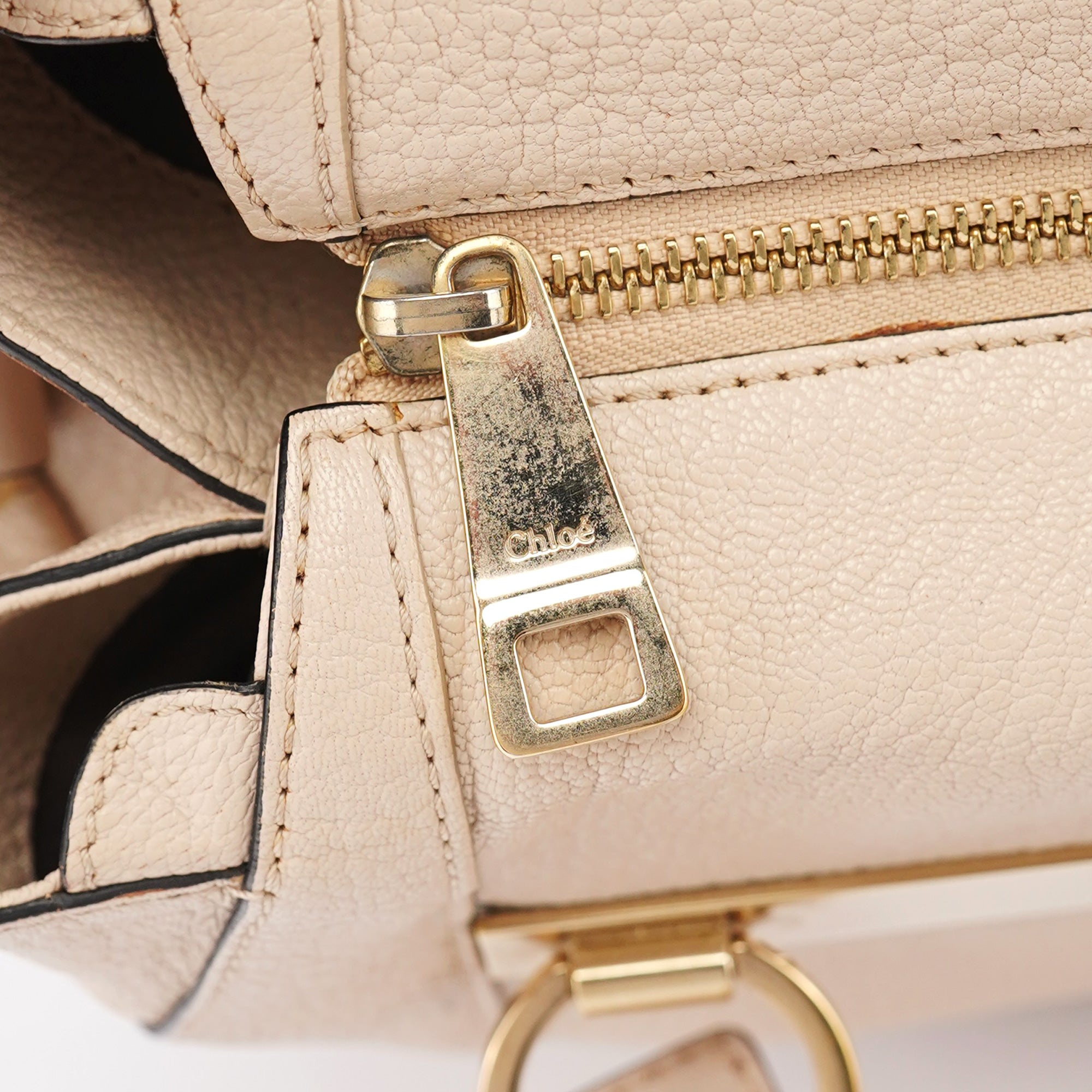 Beige Calfskin 2-Way Tote Bag