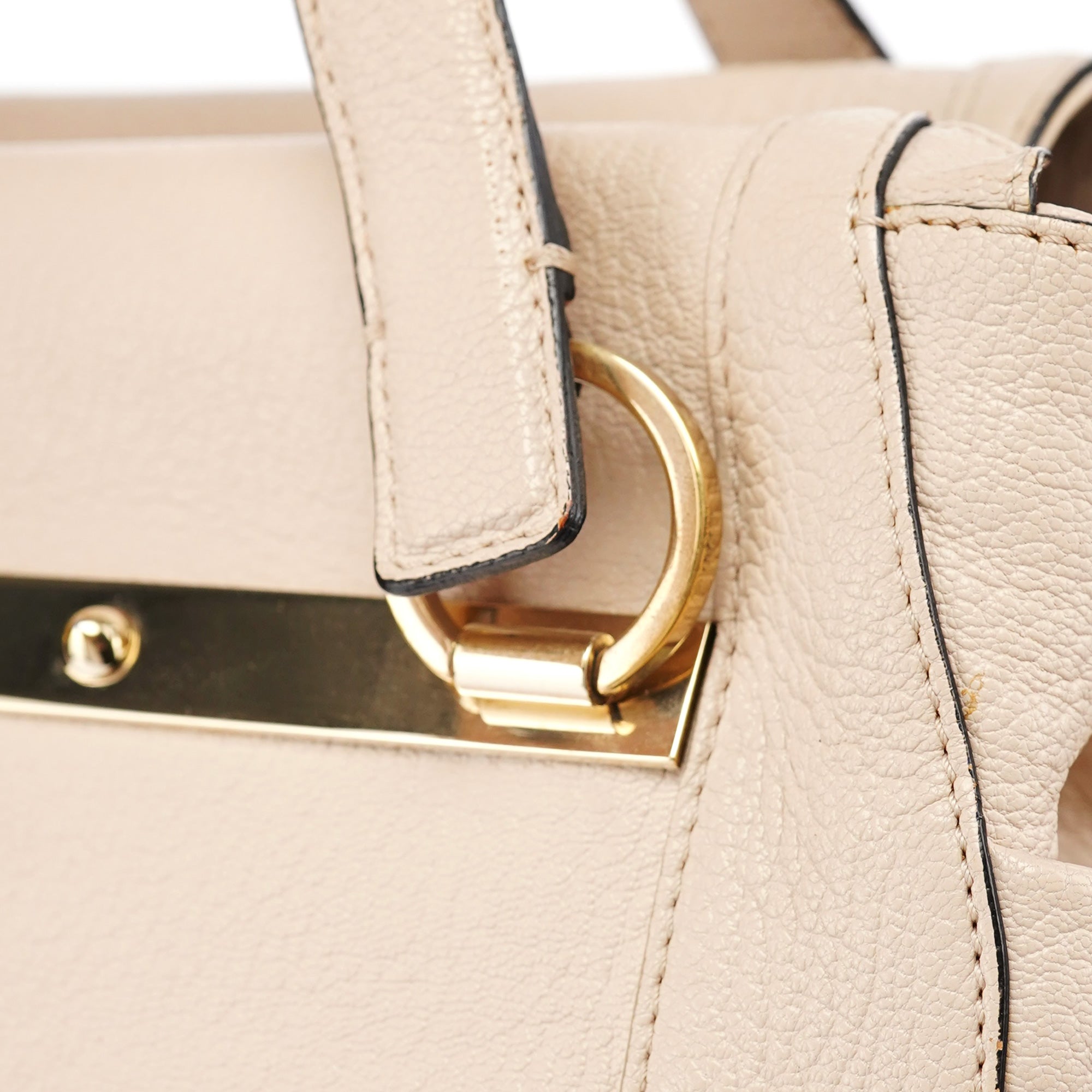 Beige Calfskin 2-Way Tote Bag