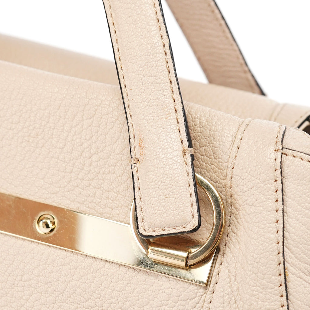 Beige Calfskin 2-Way Tote Bag