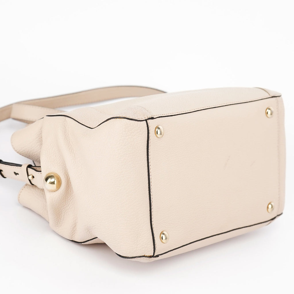 Beige Calfskin 2-Way Tote Bag