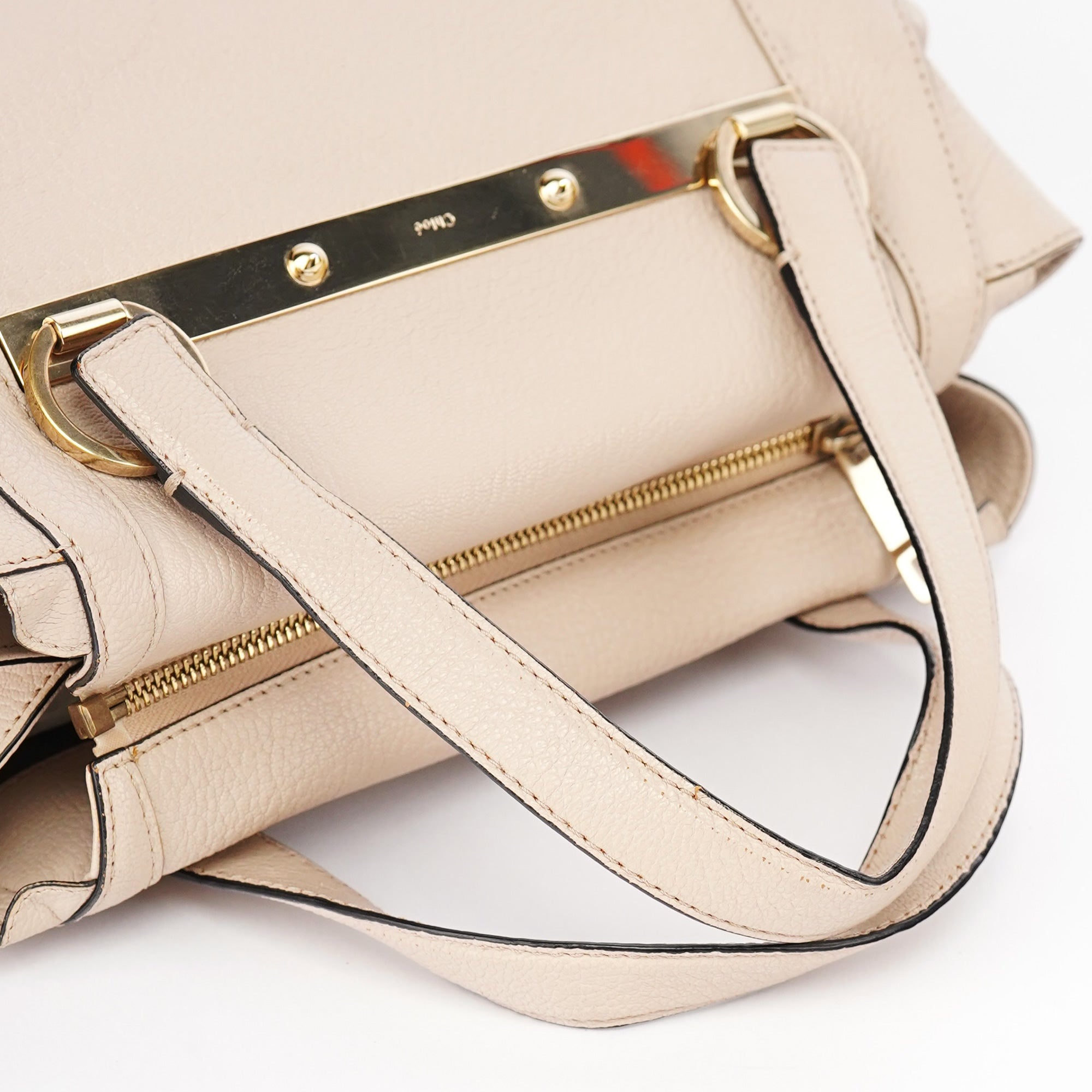 Beige Calfskin 2-Way Tote Bag
