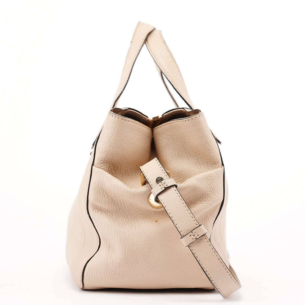 Beige Calfskin 2-Way Tote Bag
