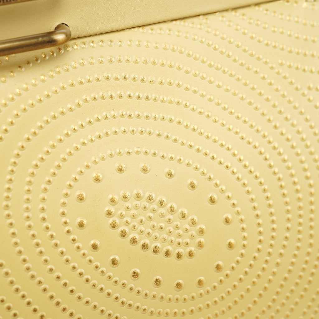 Beige Calfskin Embossed Leather Shoulder Bag