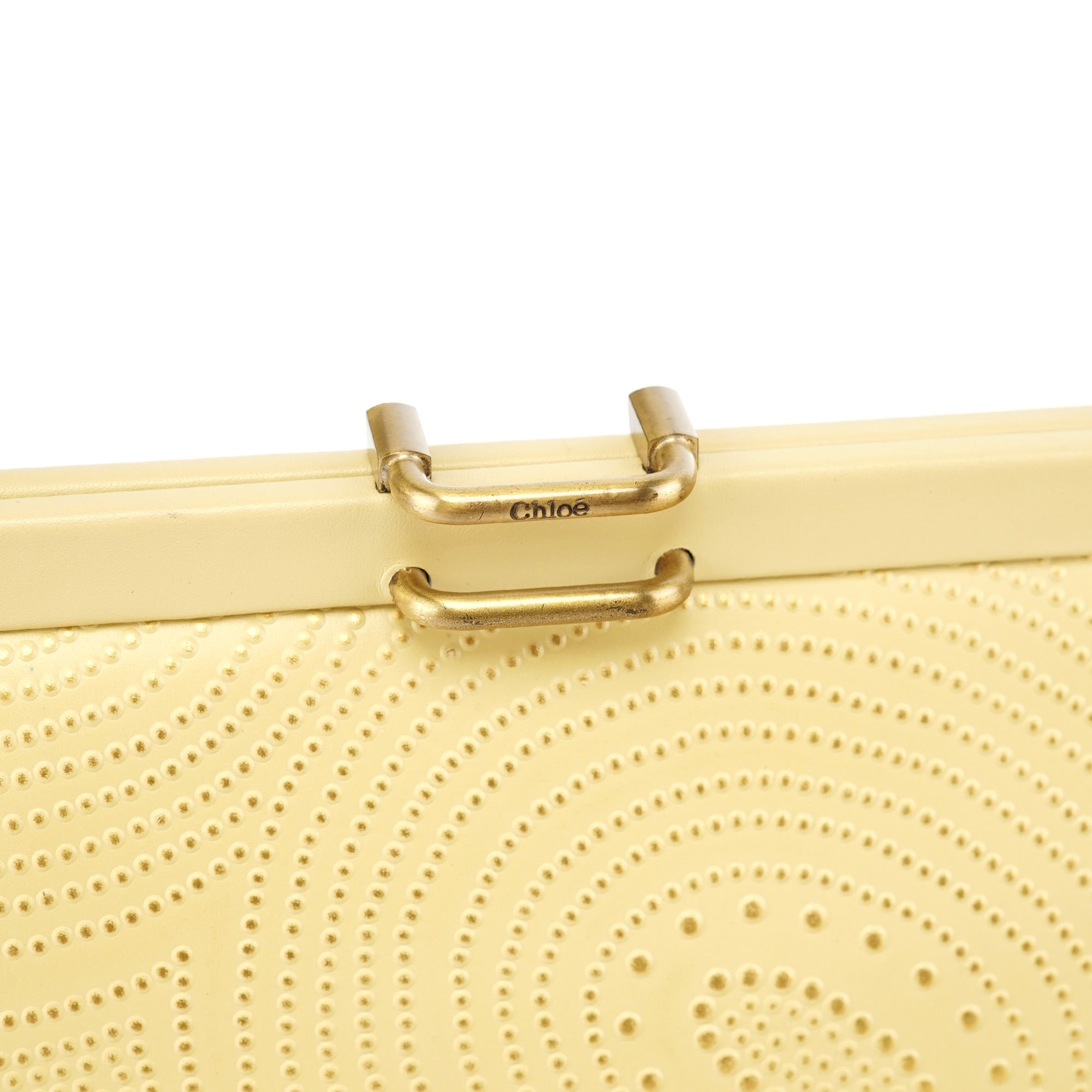Beige Calfskin Embossed Leather Shoulder Bag