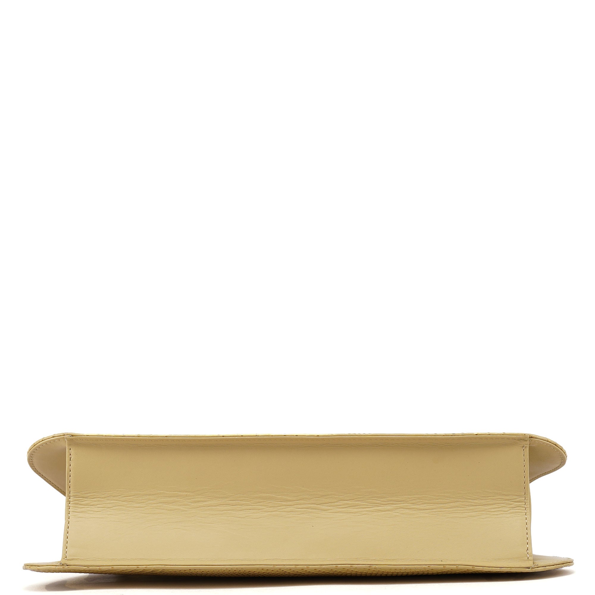 Beige Calfskin Embossed Leather Shoulder Bag