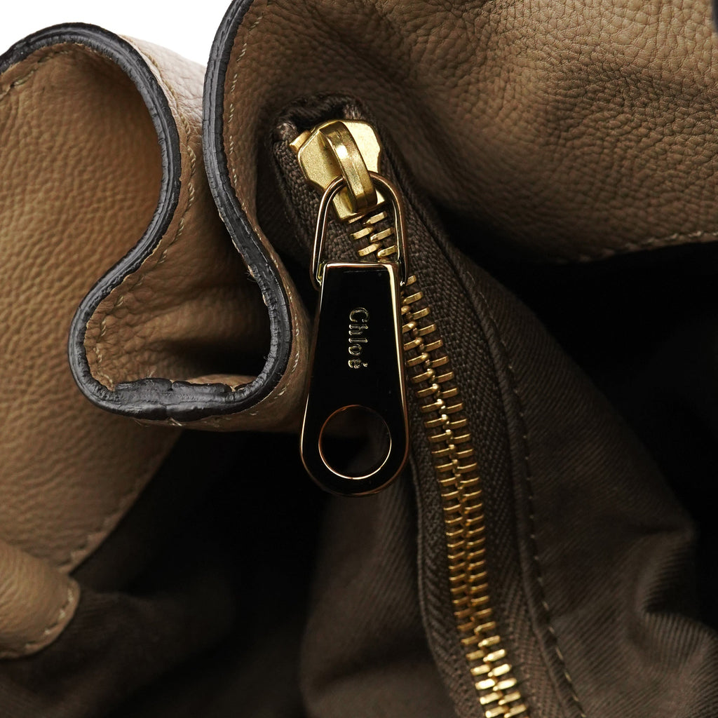Beige Calfskin Leather Turnlock Bag