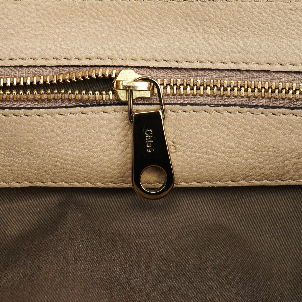 Beige Calfskin Leather Turnlock Bag