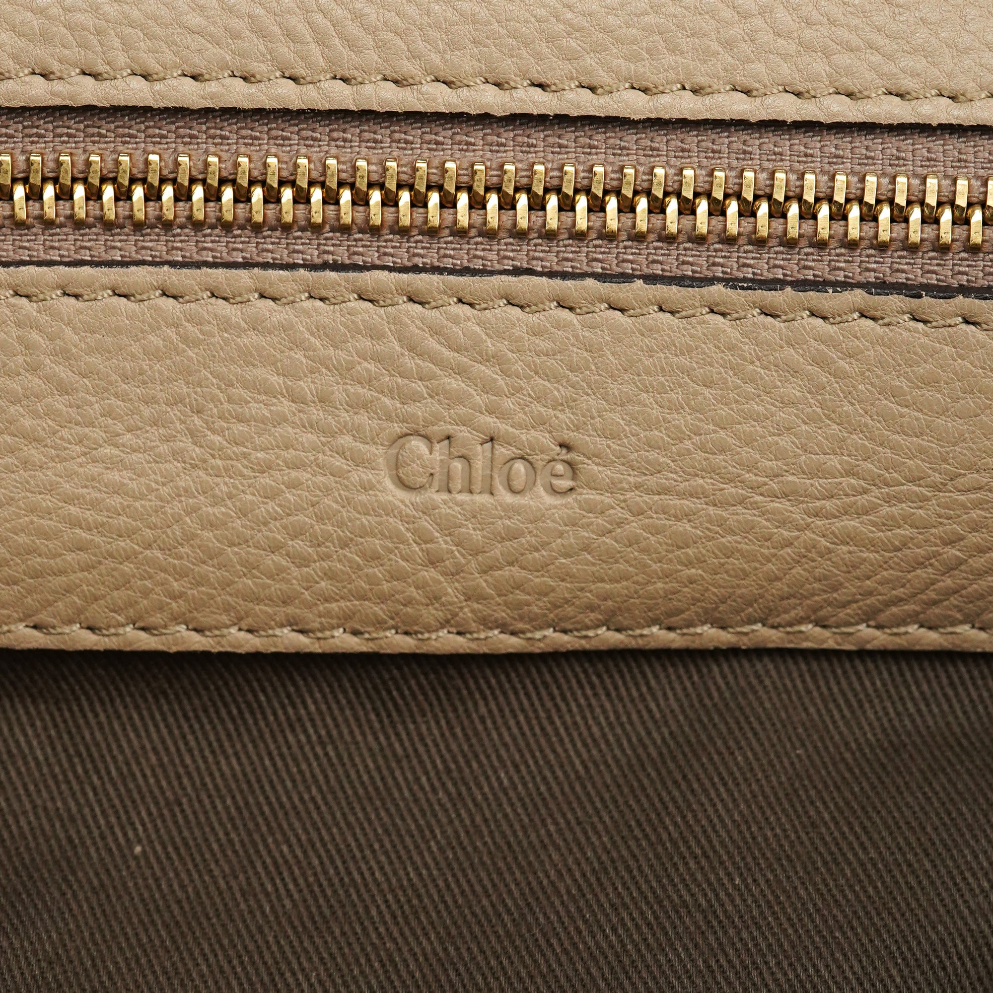 Beige Calfskin Leather Turnlock Bag