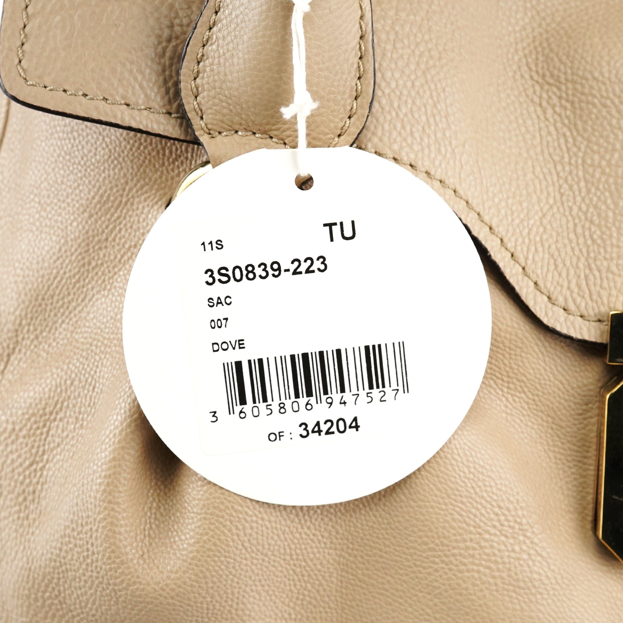 Beige Calfskin Leather Turnlock Bag