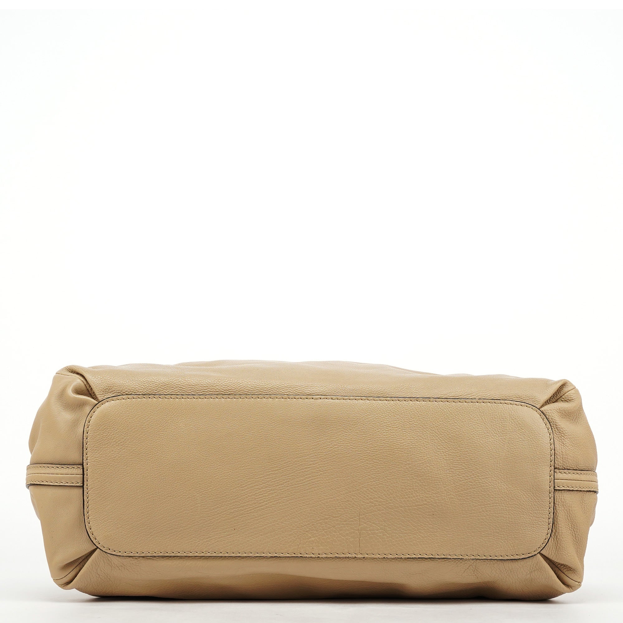 Beige Calfskin Leather Turnlock Bag