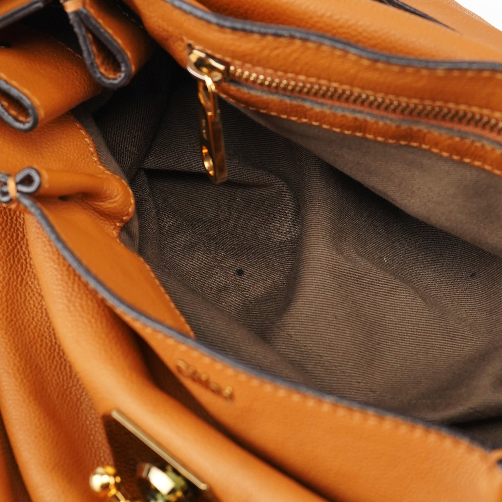 Beige Calfskin Turnlock 2-Way Bag