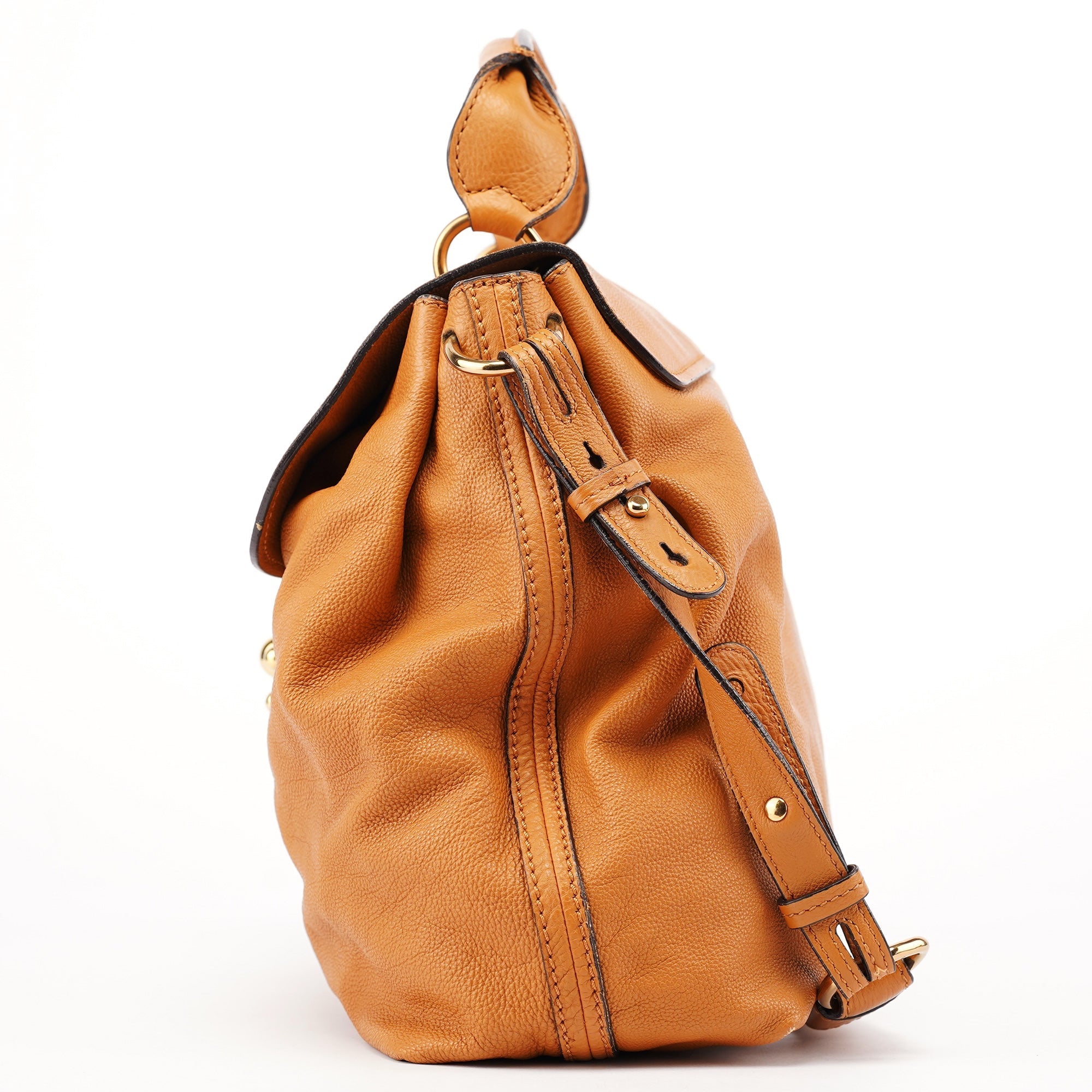 Beige Calfskin Turnlock 2-Way Bag