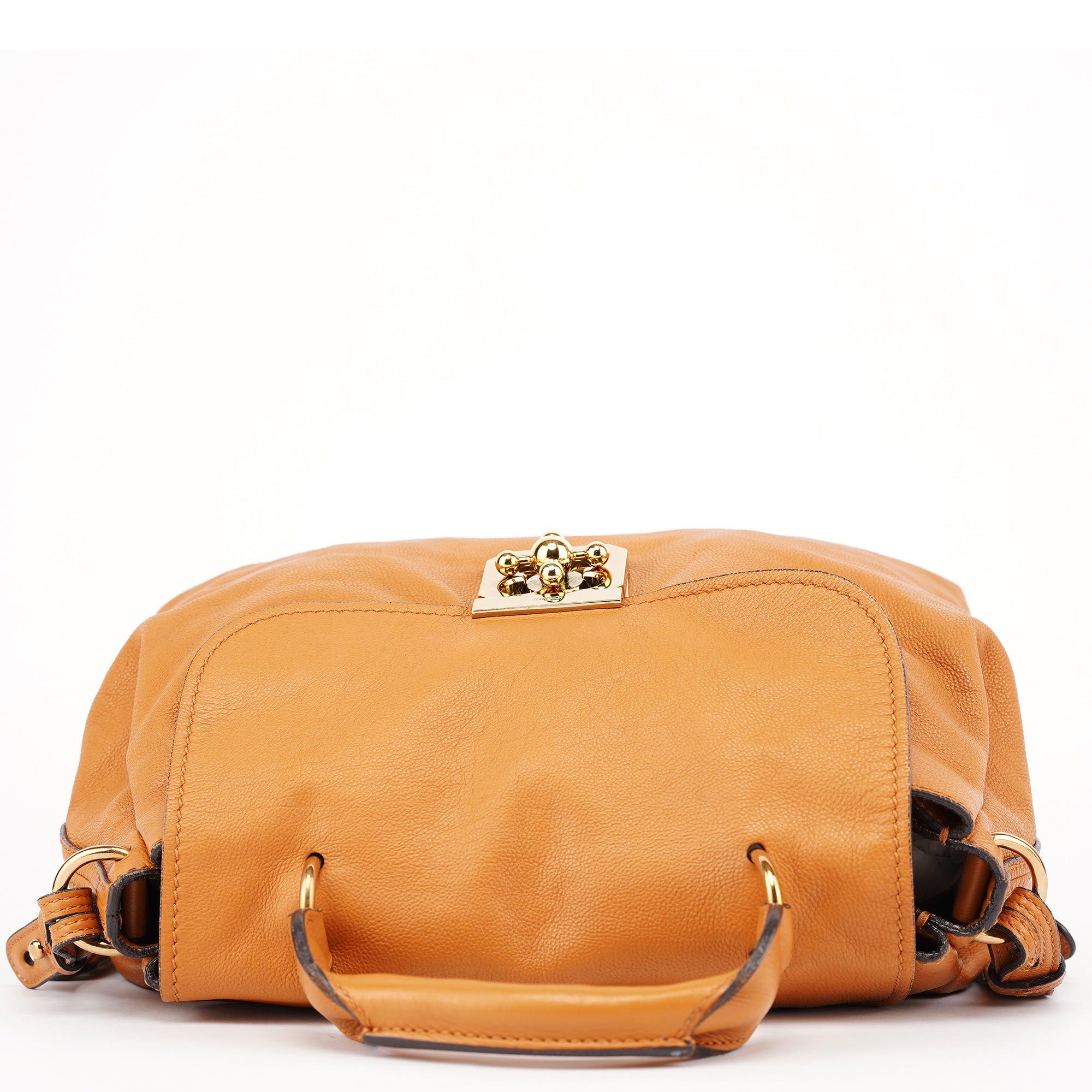 Beige Calfskin Turnlock 2-Way Bag