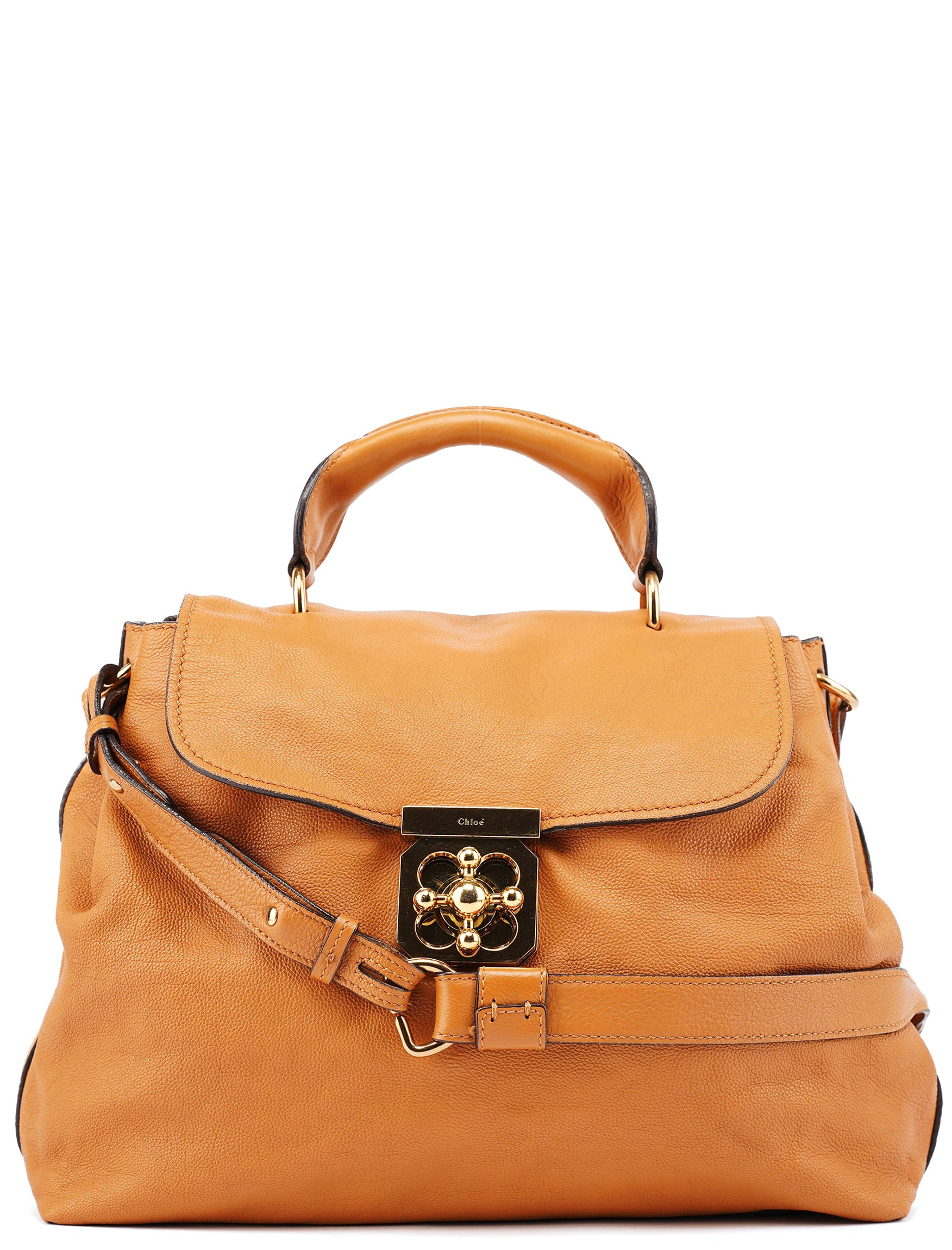 Beige Calfskin Turnlock 2-Way Bag