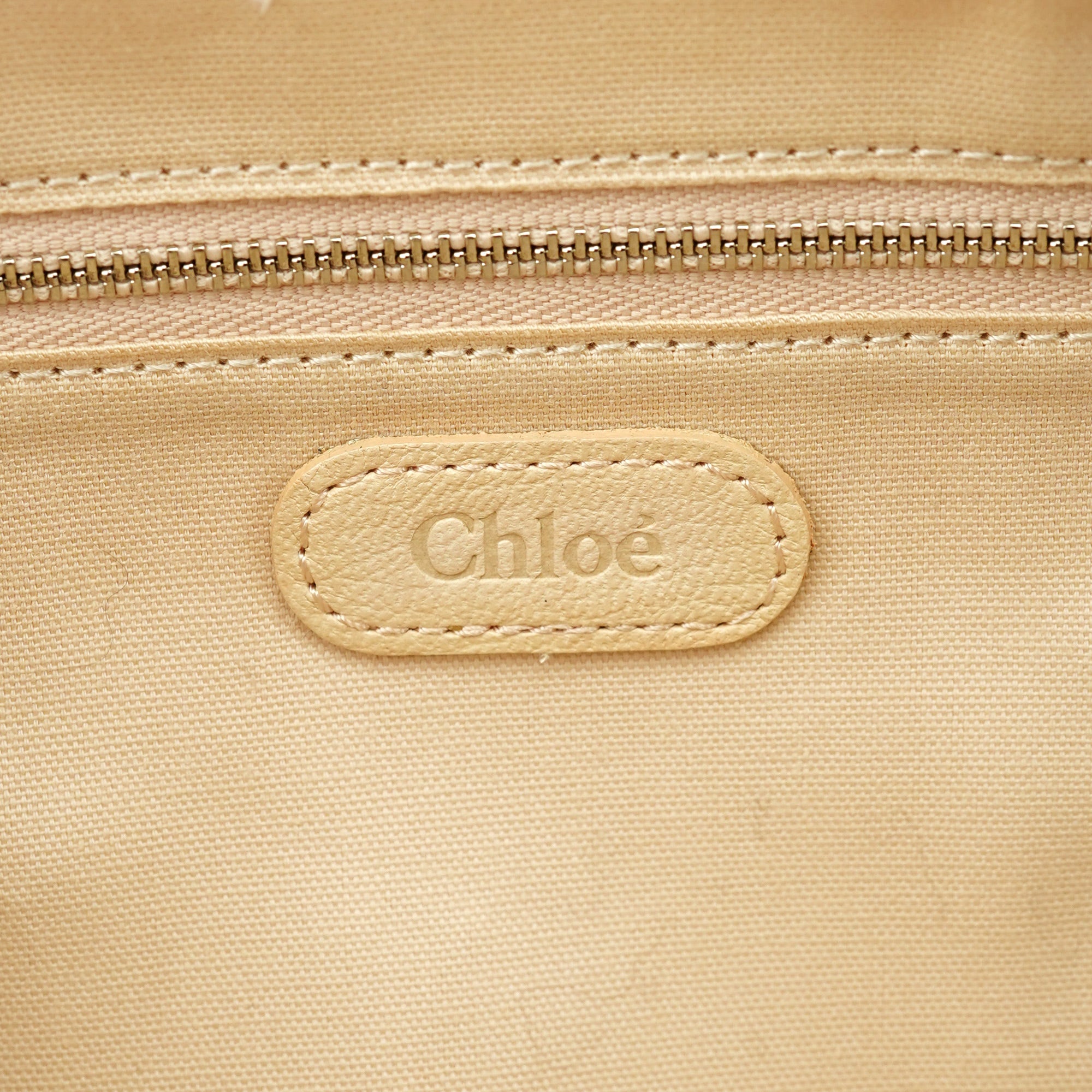 Beige Canvas Leather Boston Bag