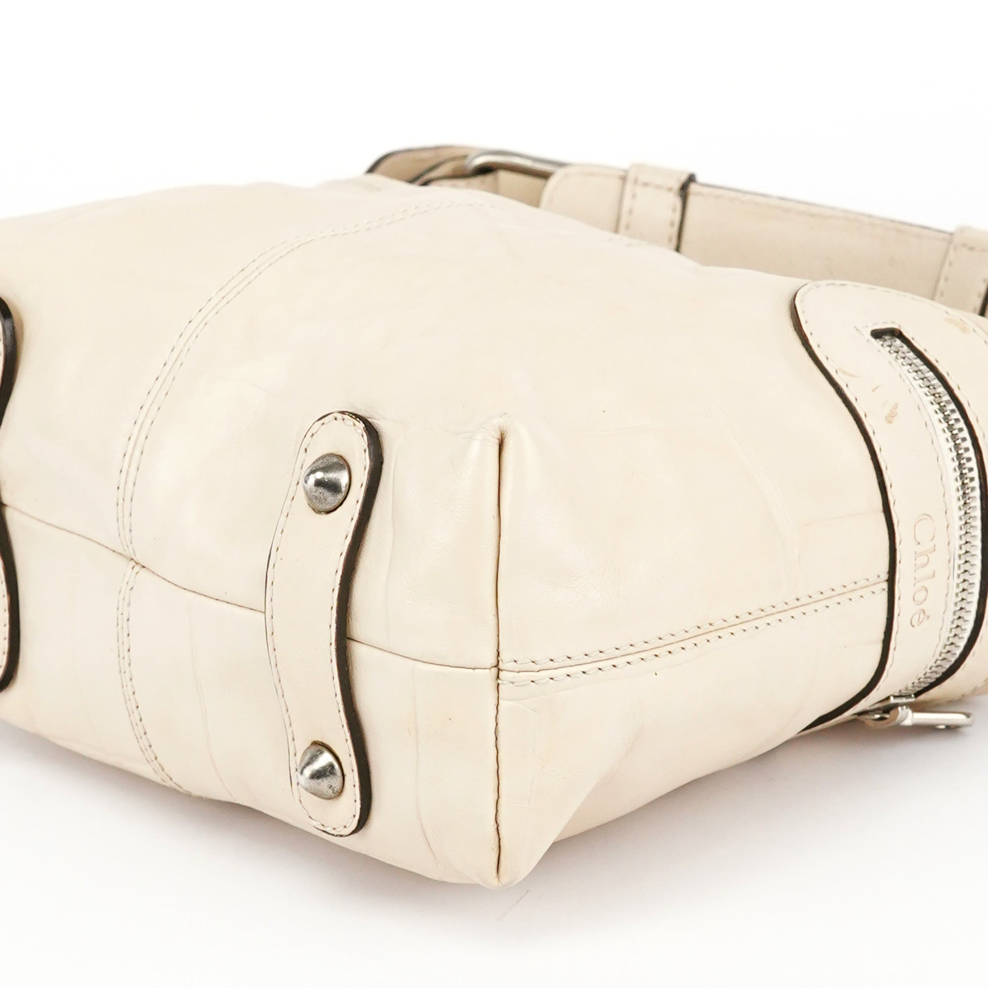 Beige Embossed Leather Camera Bag