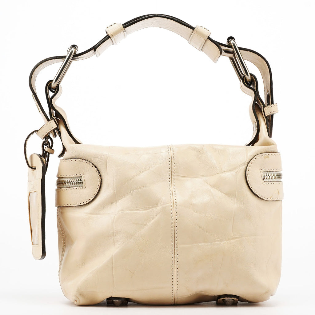 Beige Embossed Leather Camera Bag