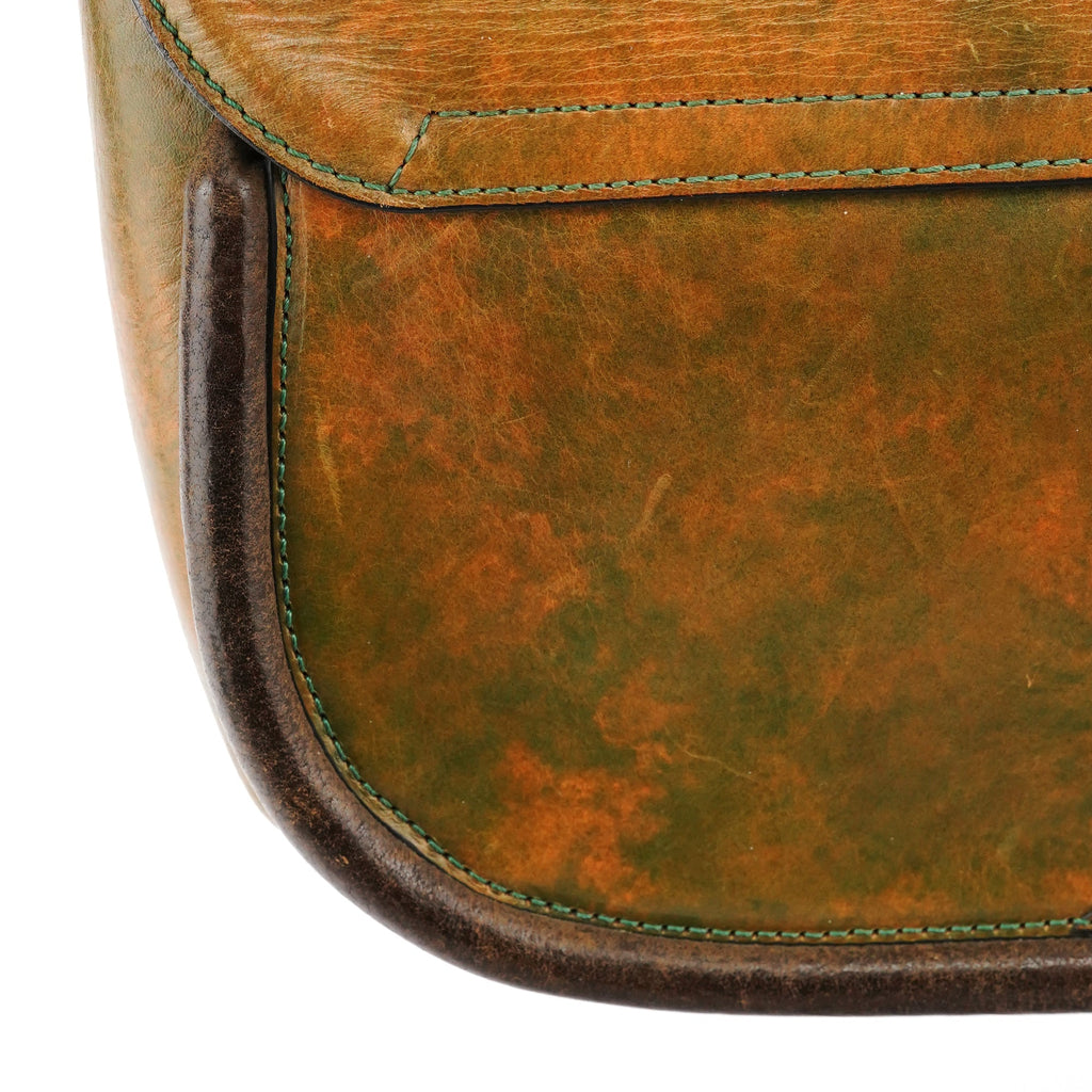 Beige Green Turnlock Top Handle Bag
