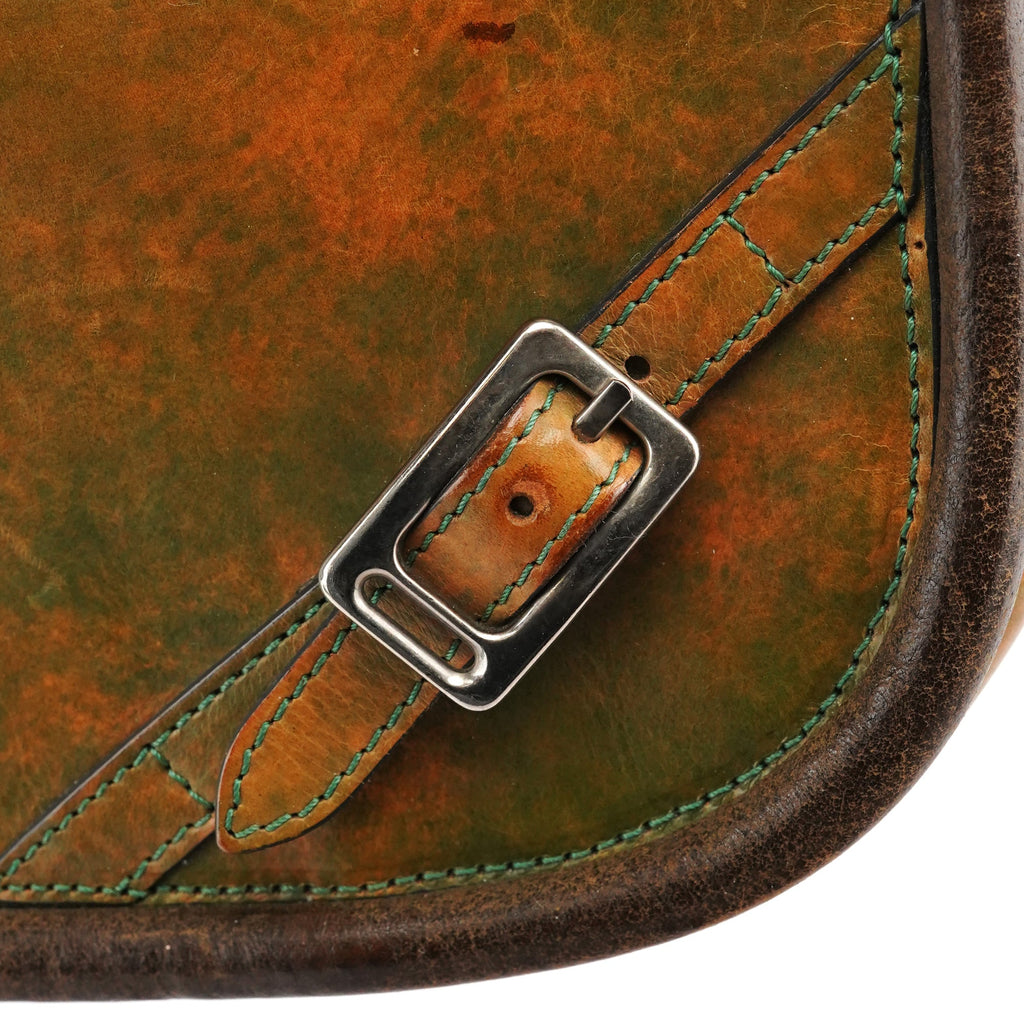 Beige Green Turnlock Top Handle Bag