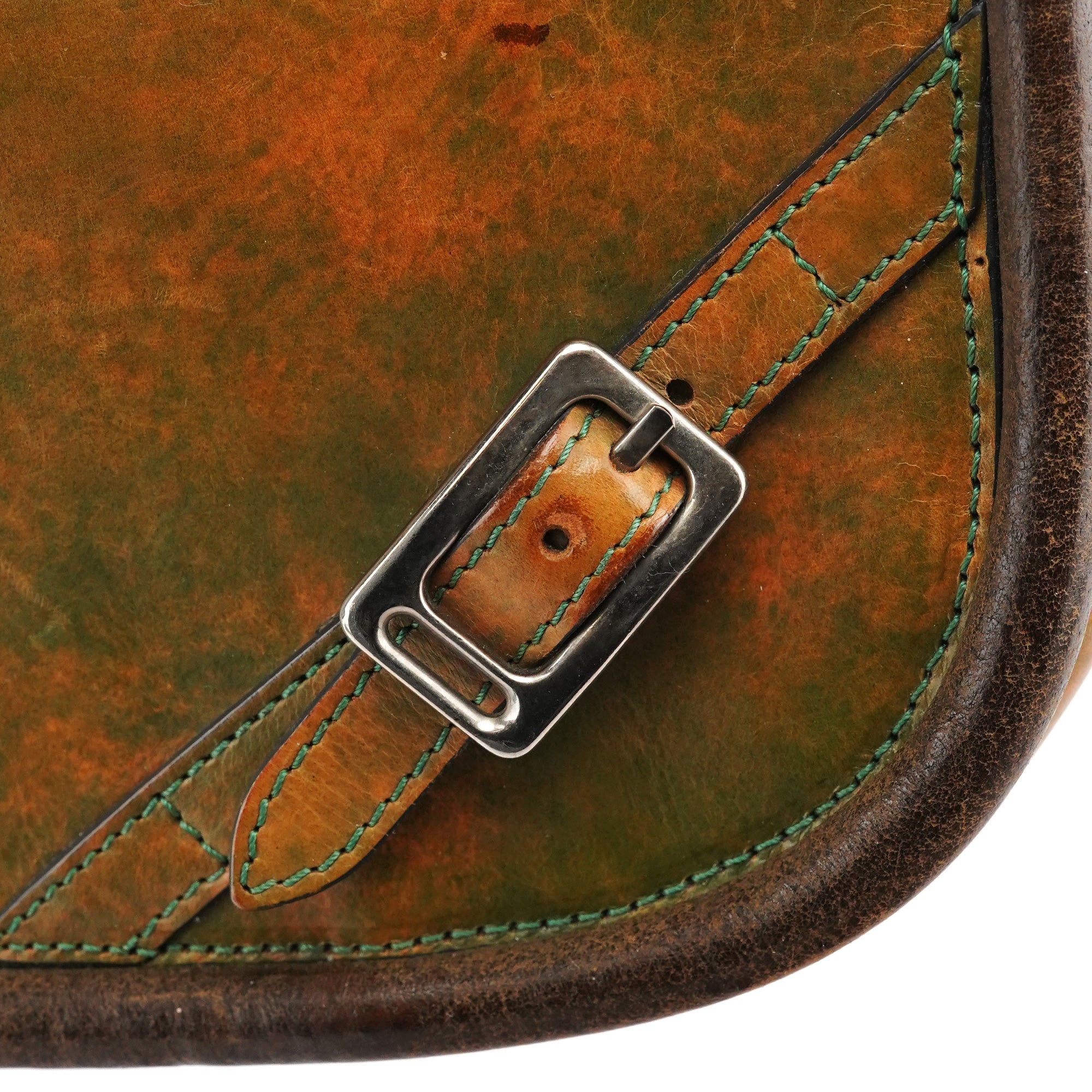 Beige Green Turnlock Top Handle Bag