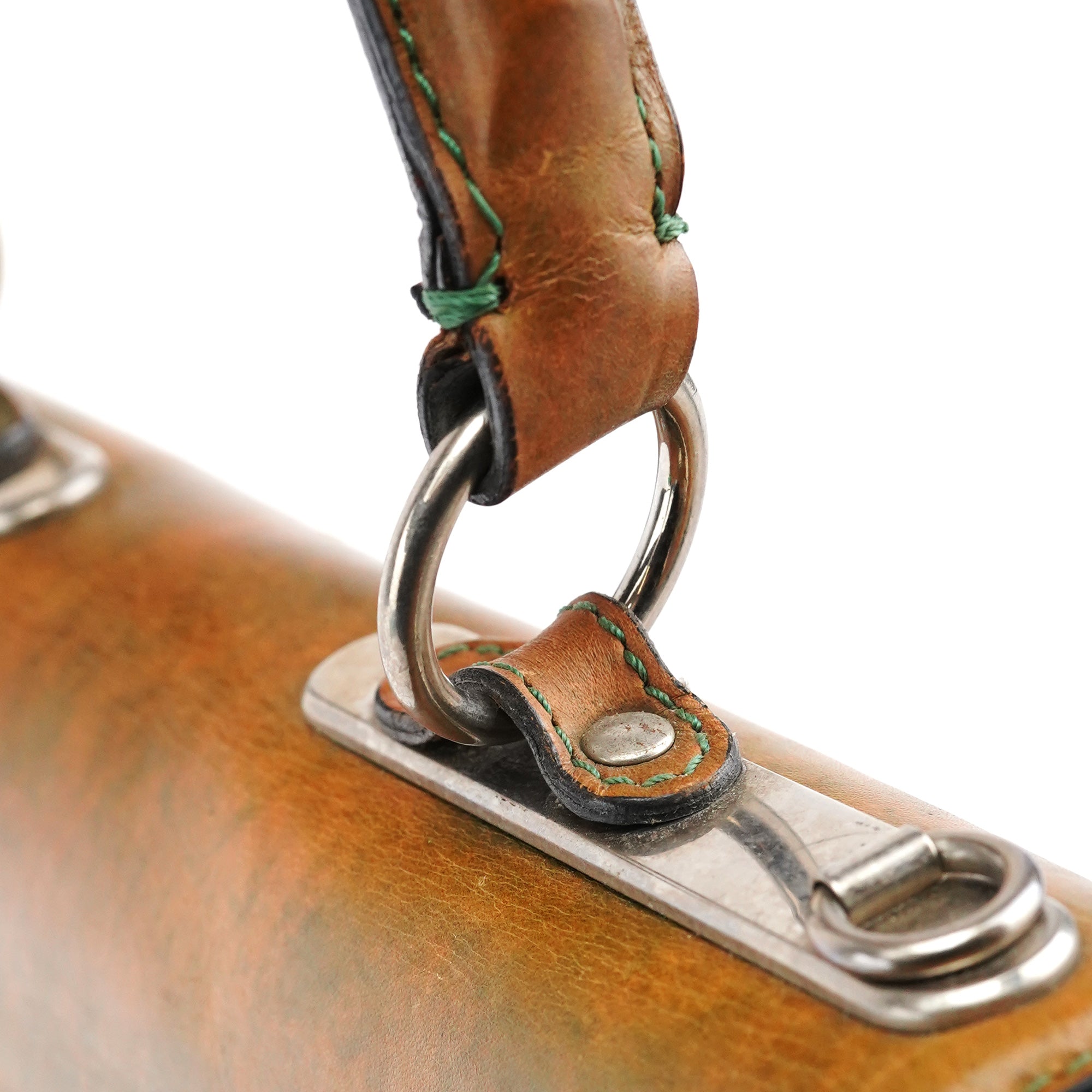 Beige Green Turnlock Top Handle Bag
