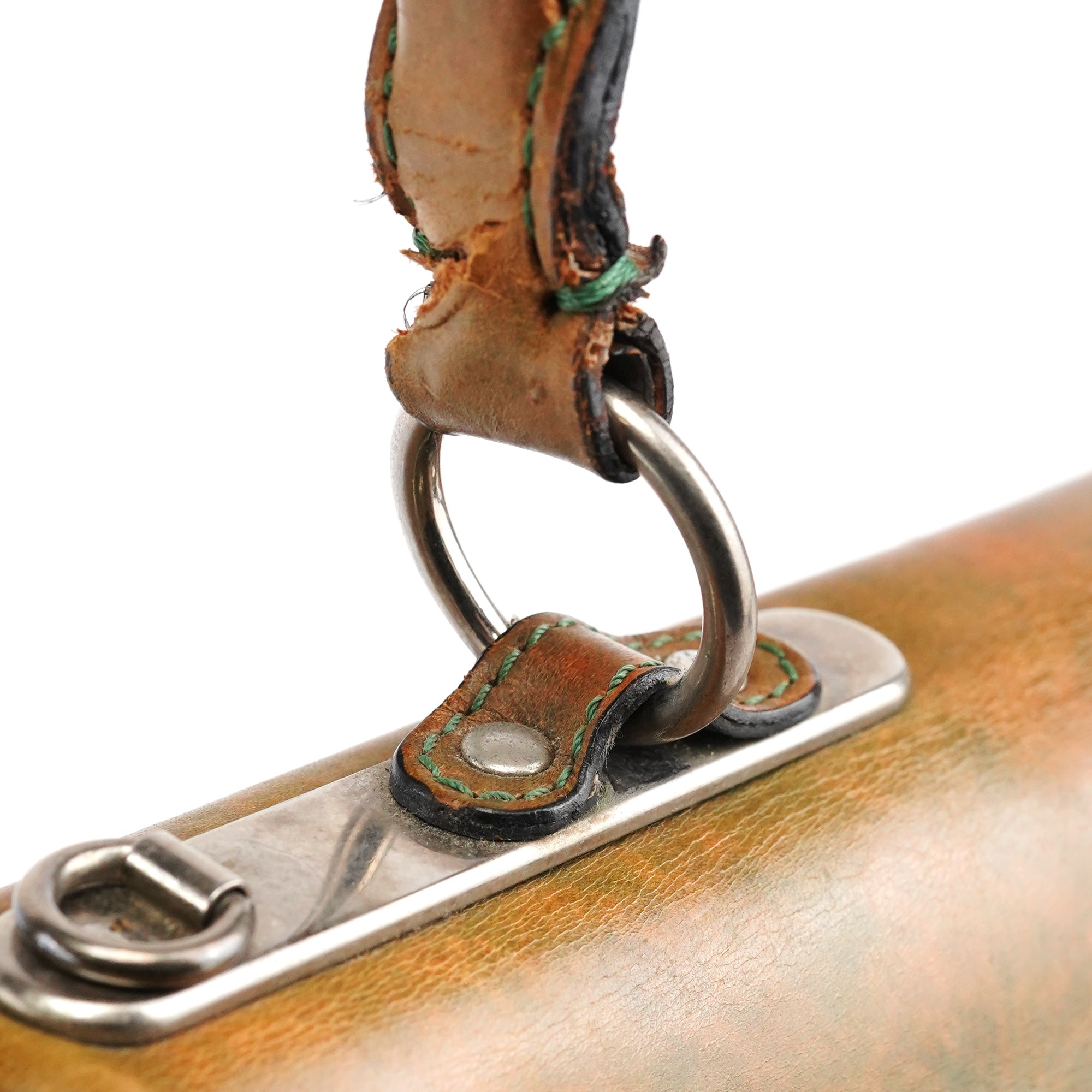 Beige Green Turnlock Top Handle Bag