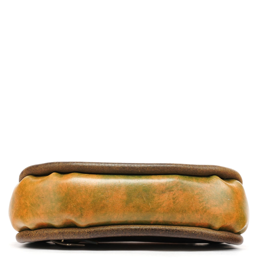 Beige Green Turnlock Top Handle Bag