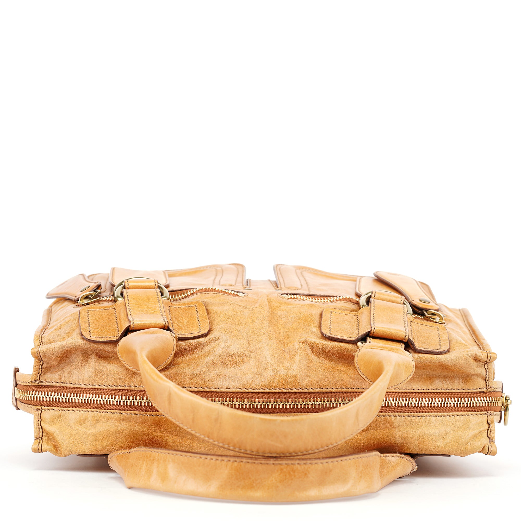 Beige Lambskin Bay Tote Bag