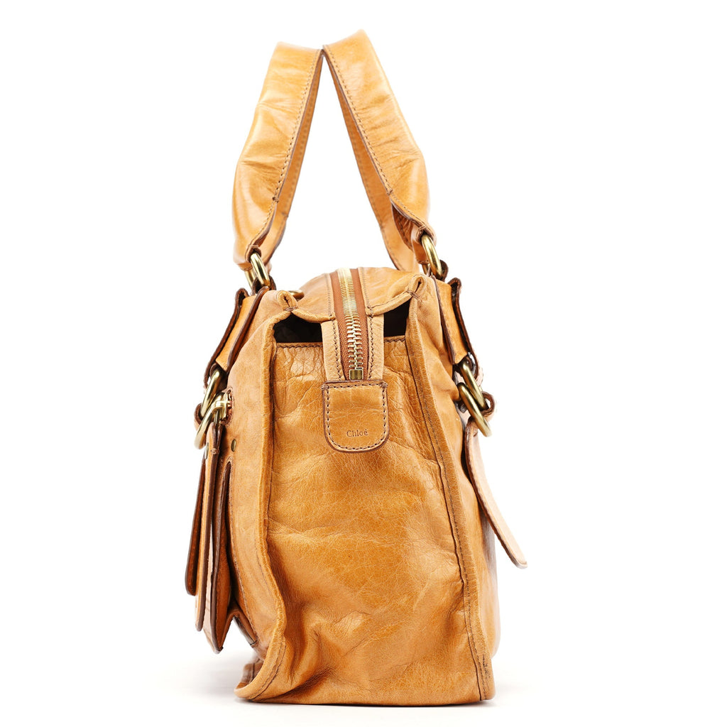 Beige Lambskin Bay Tote Bag