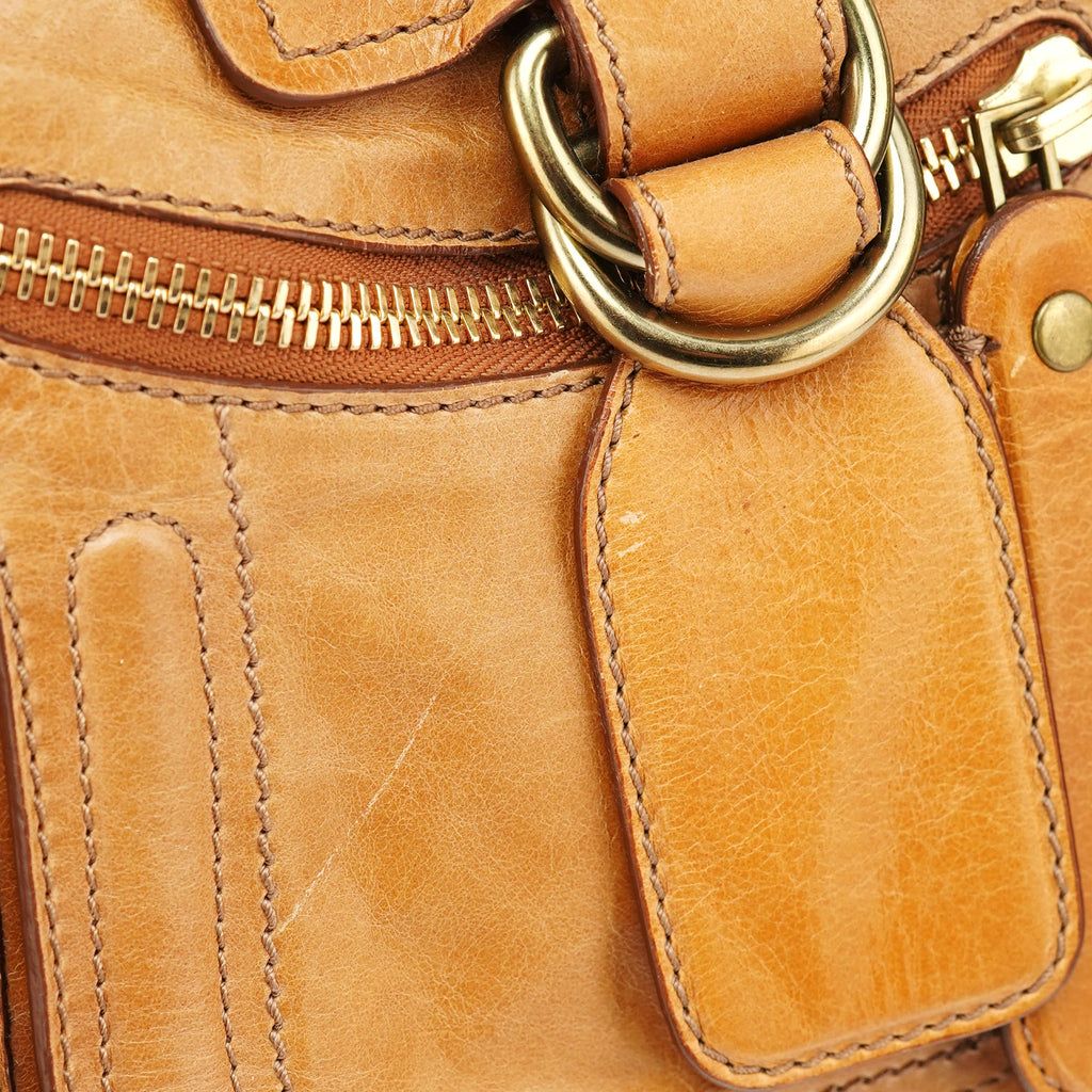 Beige Lambskin Bay Tote Bag