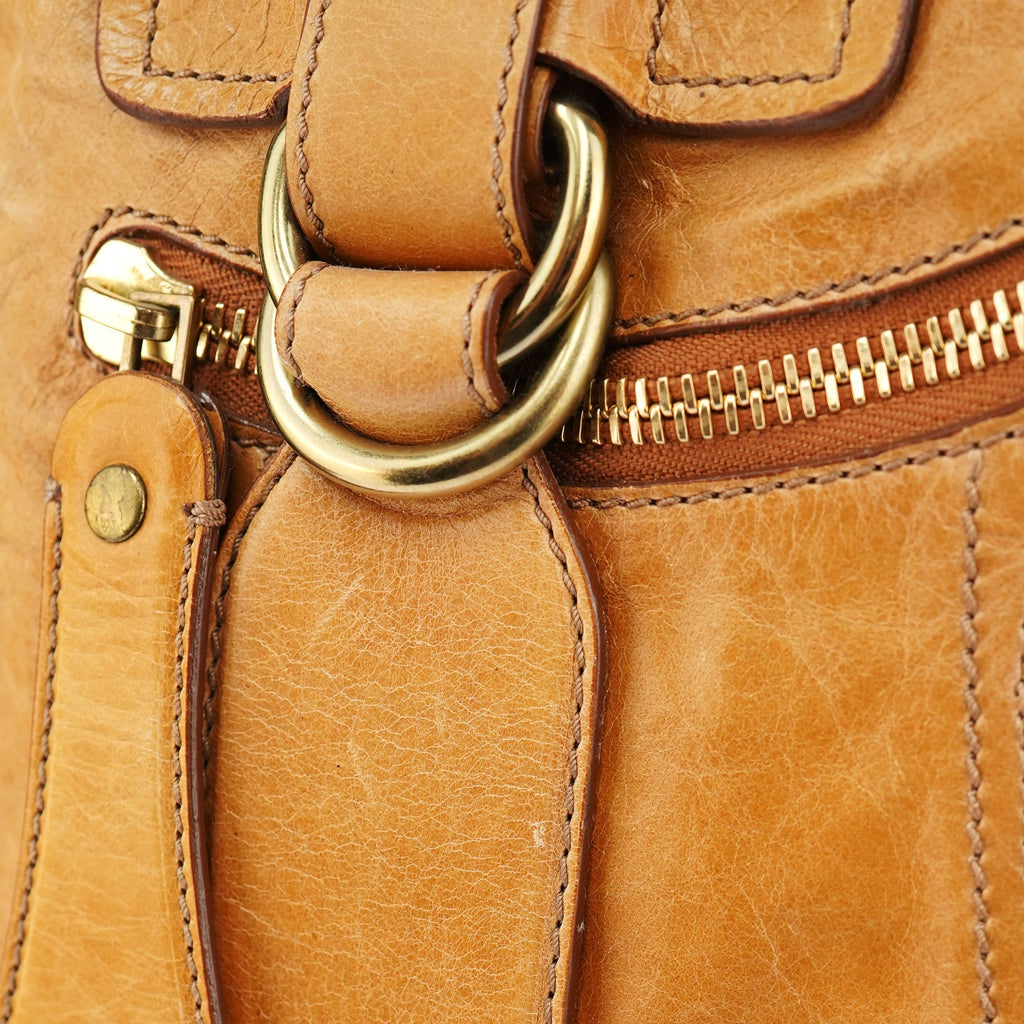 Beige Lambskin Bay Tote Bag