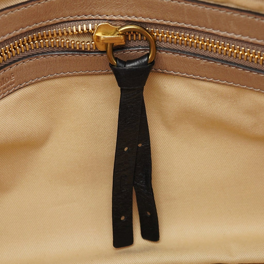 Beige Lambskin Bay Tote Bag