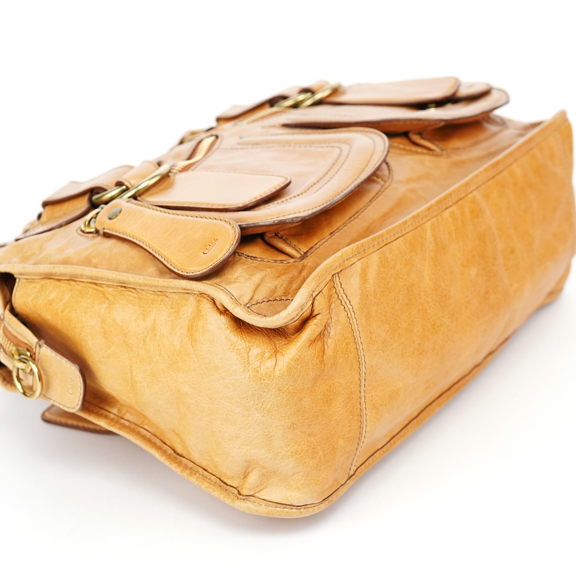 Beige Lambskin Bay Tote Bag