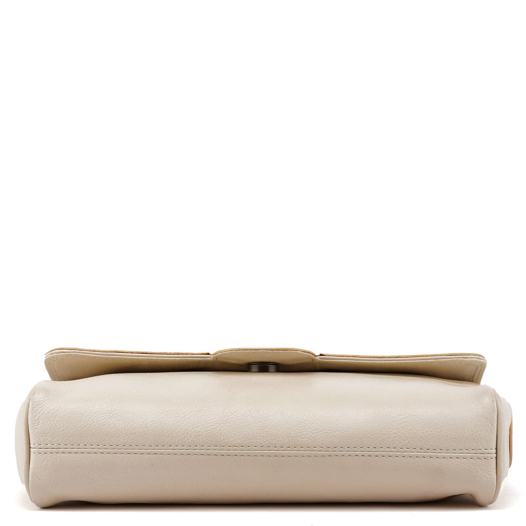 Beige Lambskin Hobo Shoulder Bag