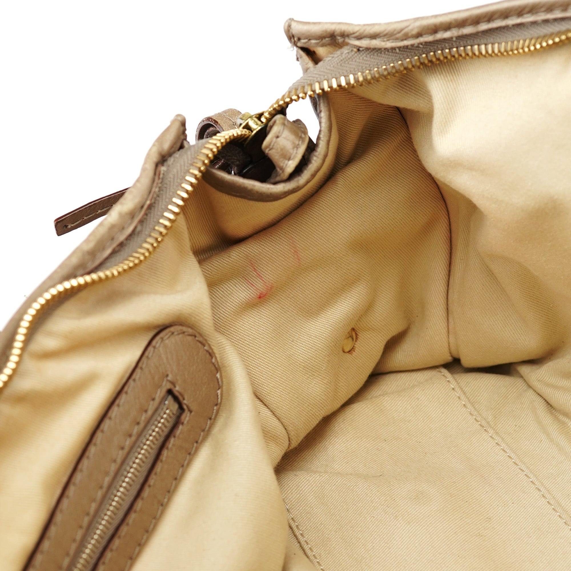 Beige Lambskin Leather Tote Bag